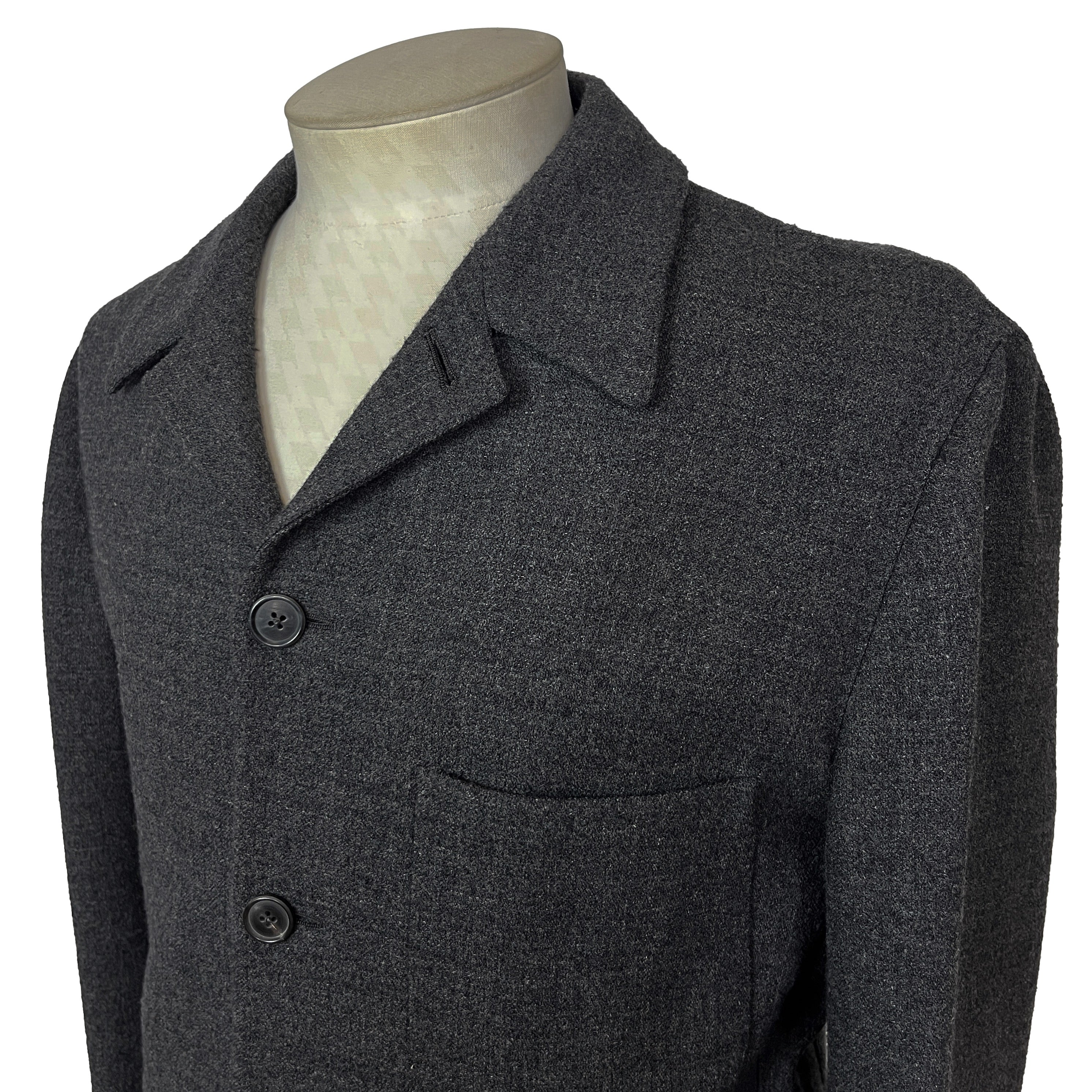 Sur-chemise Hermès d'hiver 4 boutons gris anthracite