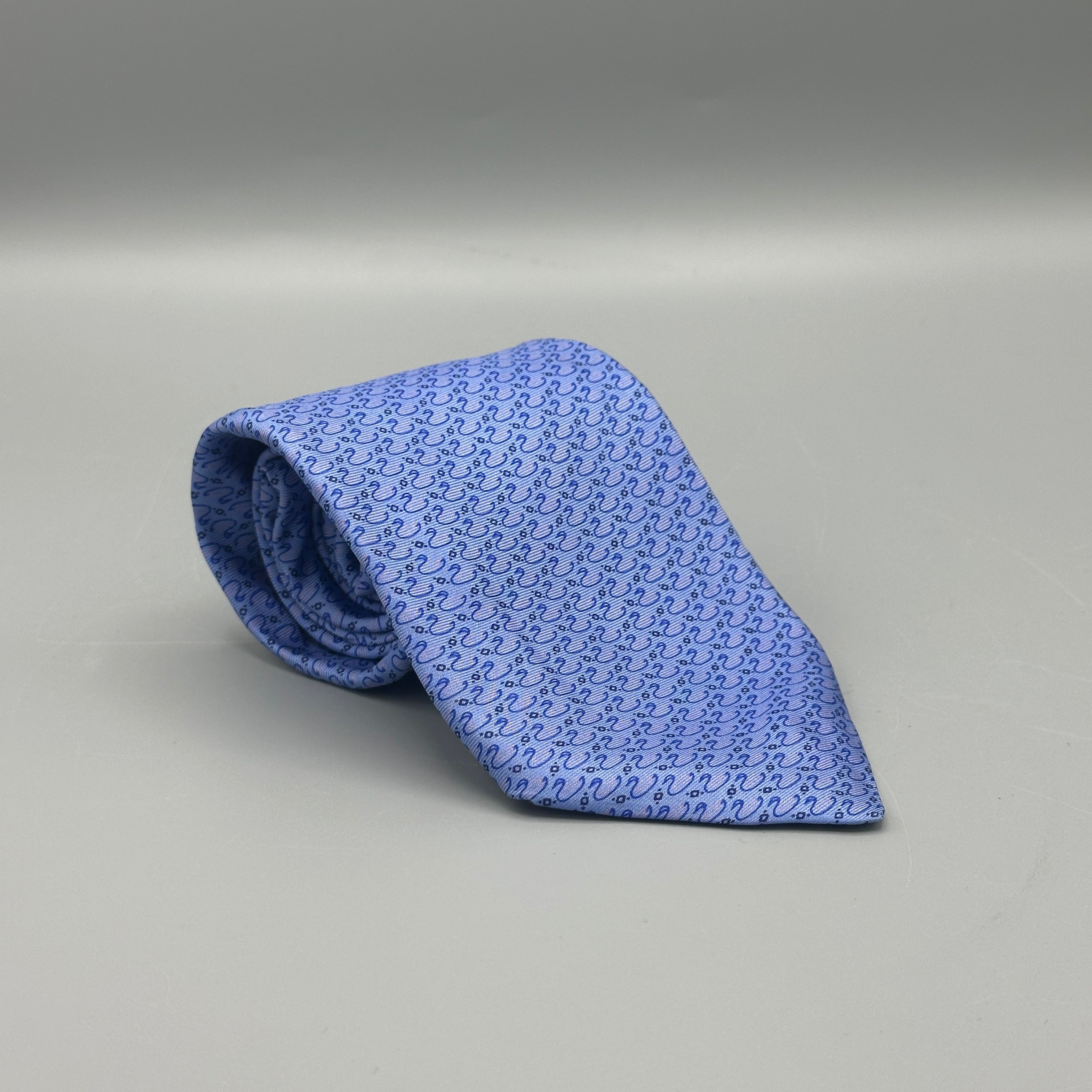 Balmain blue tie with swan pattern