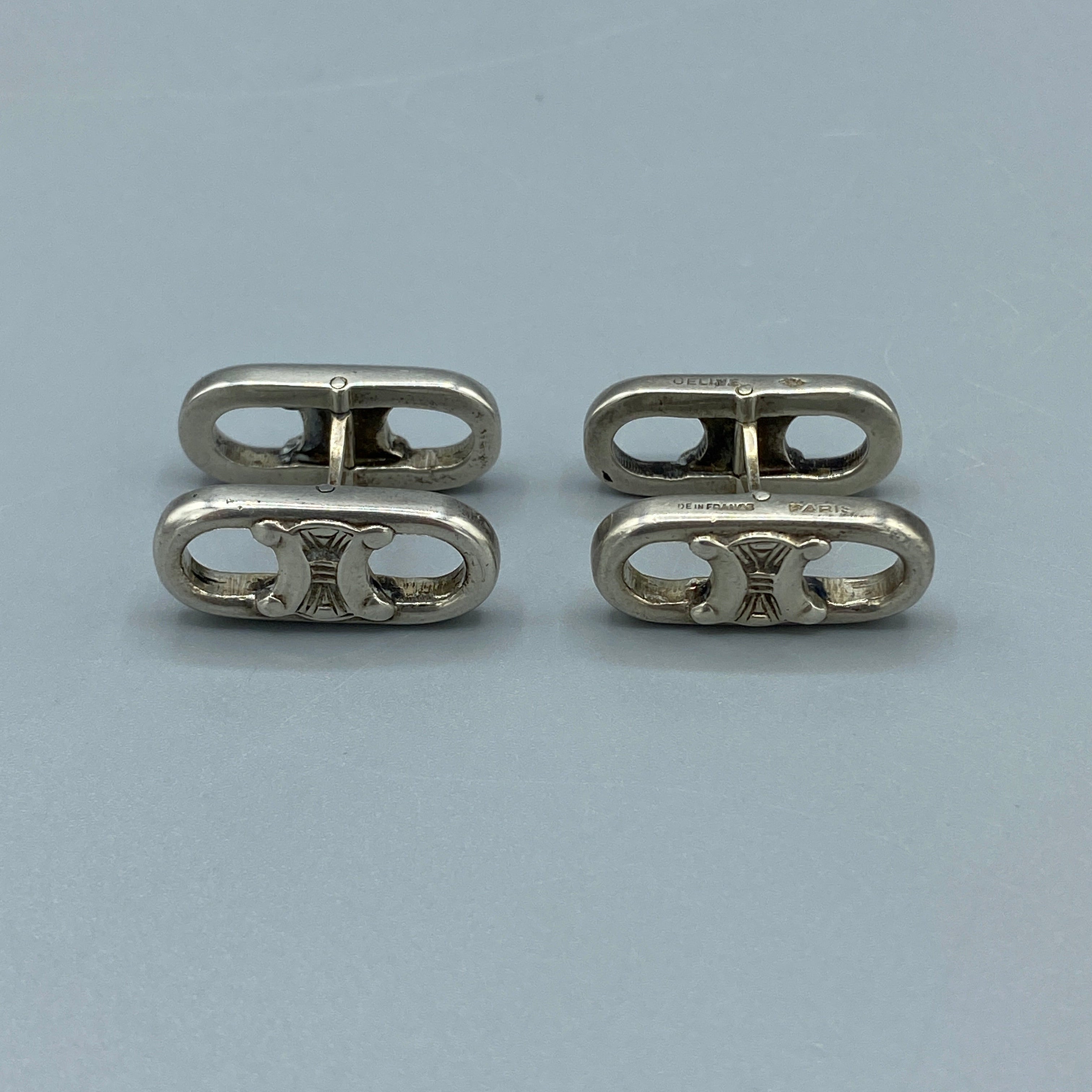 Boutons de manchettes vintage Celine argent