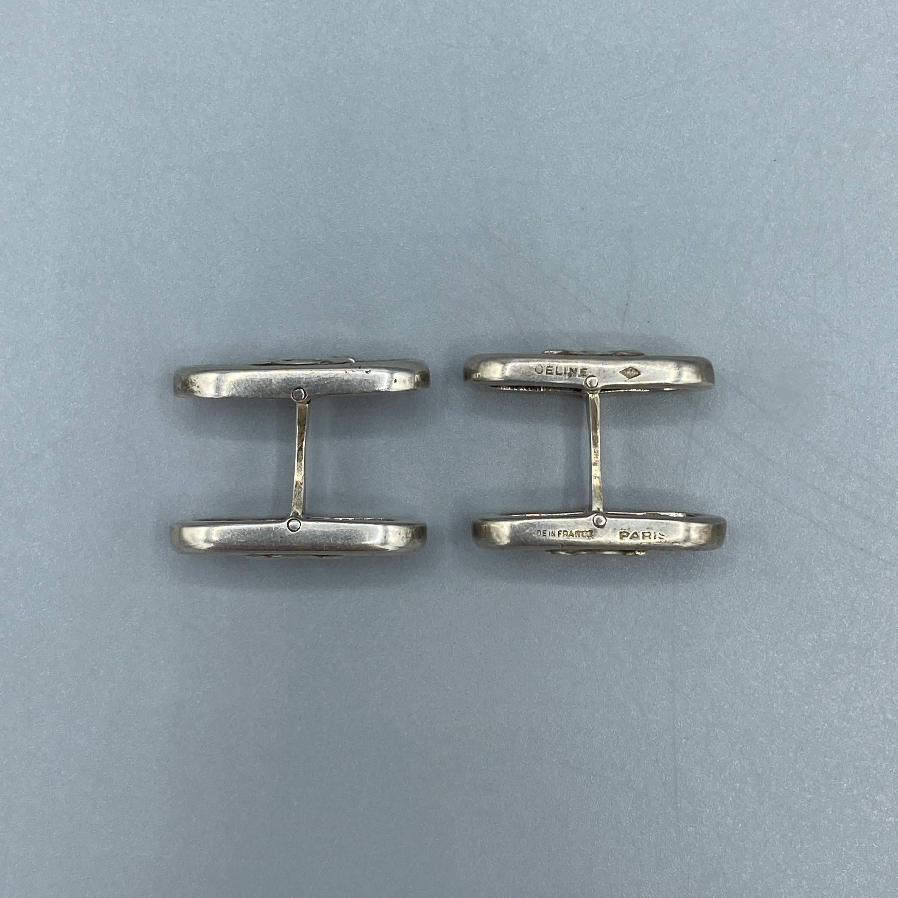 Boutons de manchettes vintage Celine argent