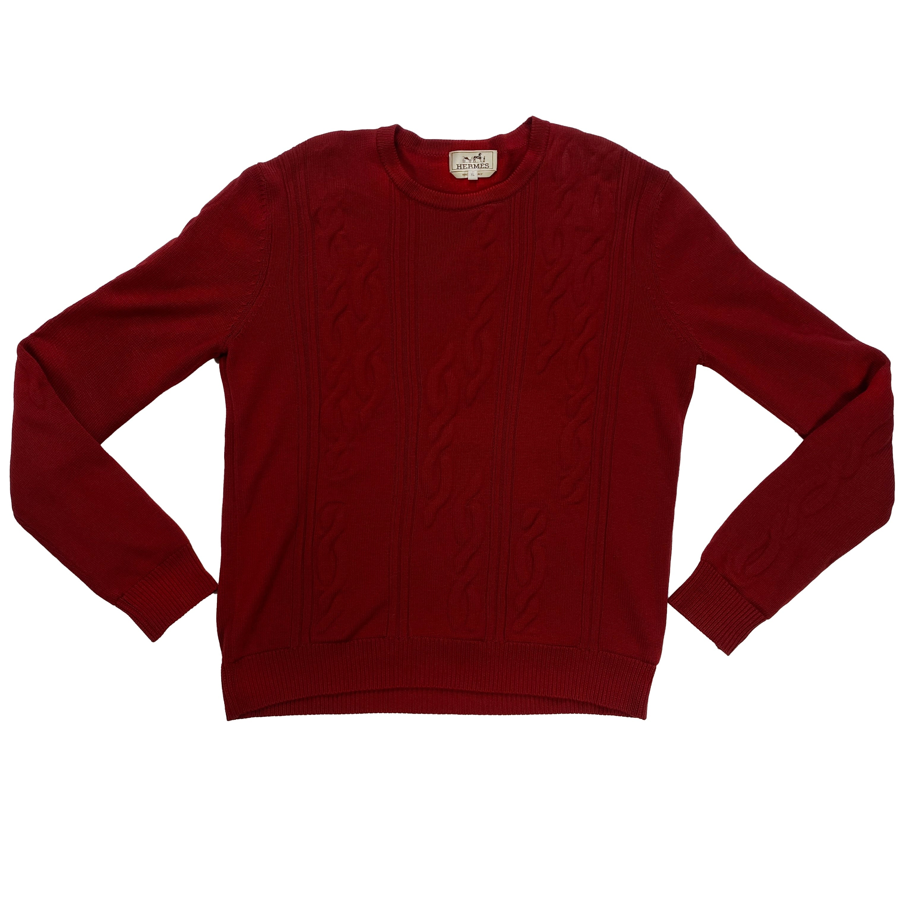 Pull Hermès rouge motifs torsadés