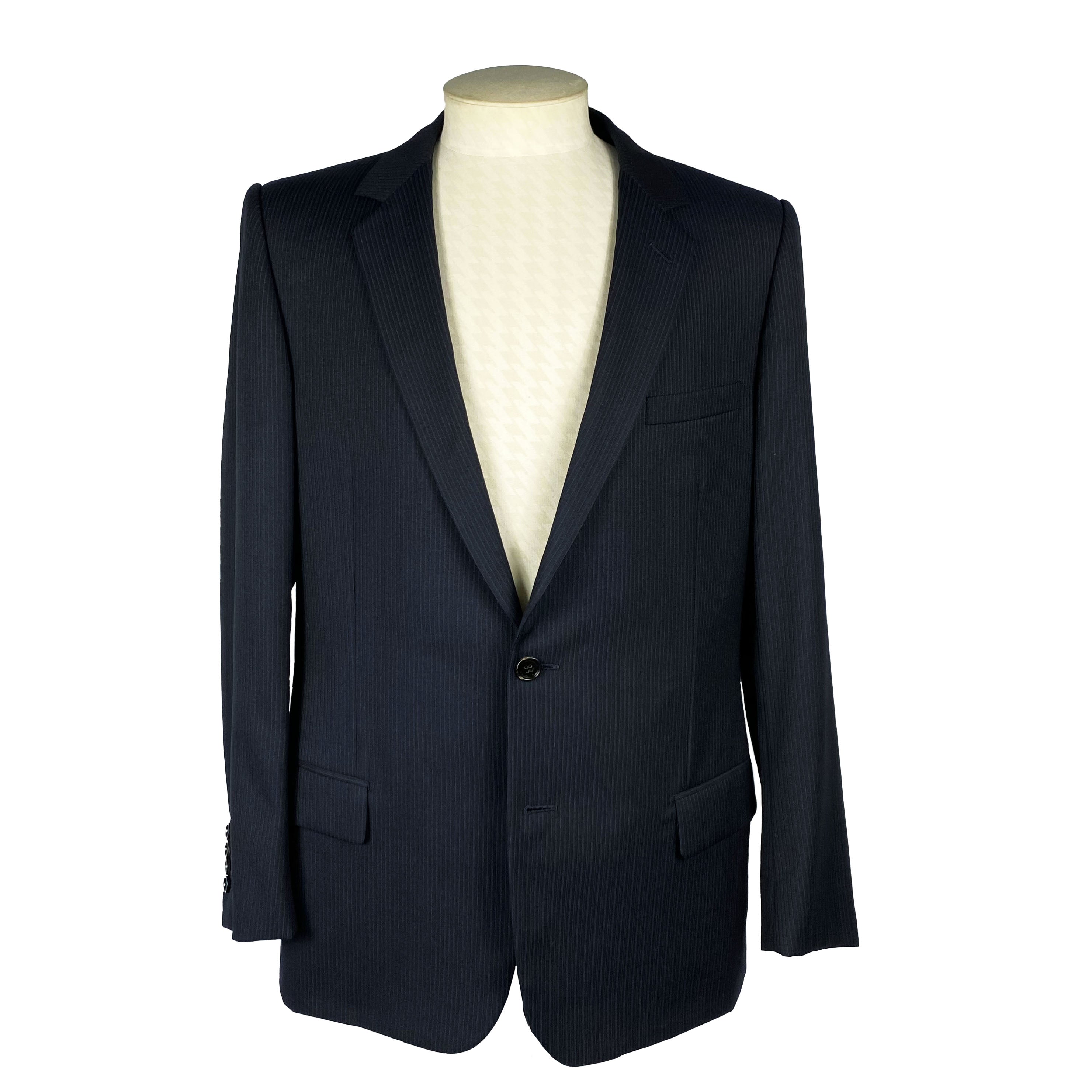 Costume bleu marine à fines rayures Dior