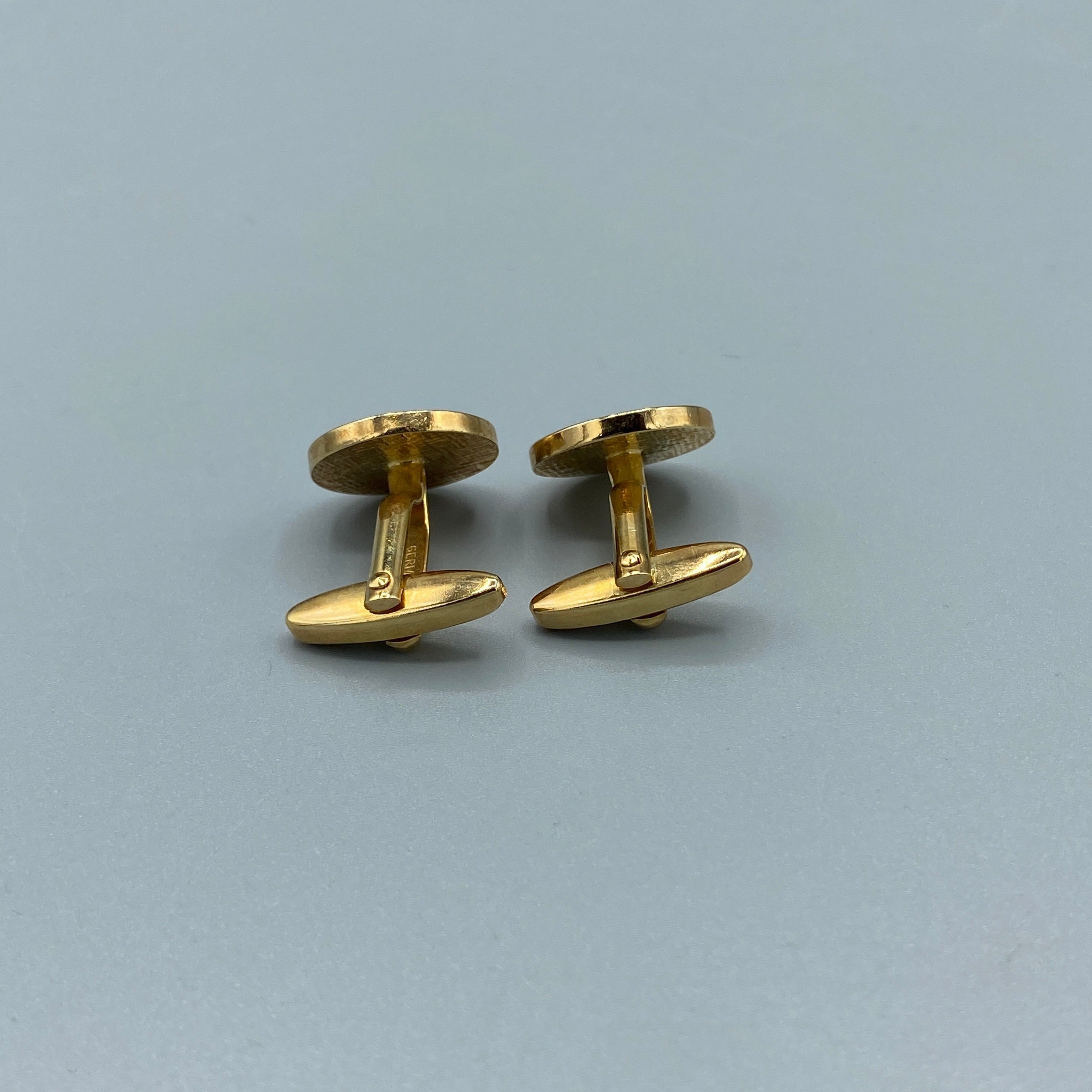 Boutons de manchette vintage cocardes dorées