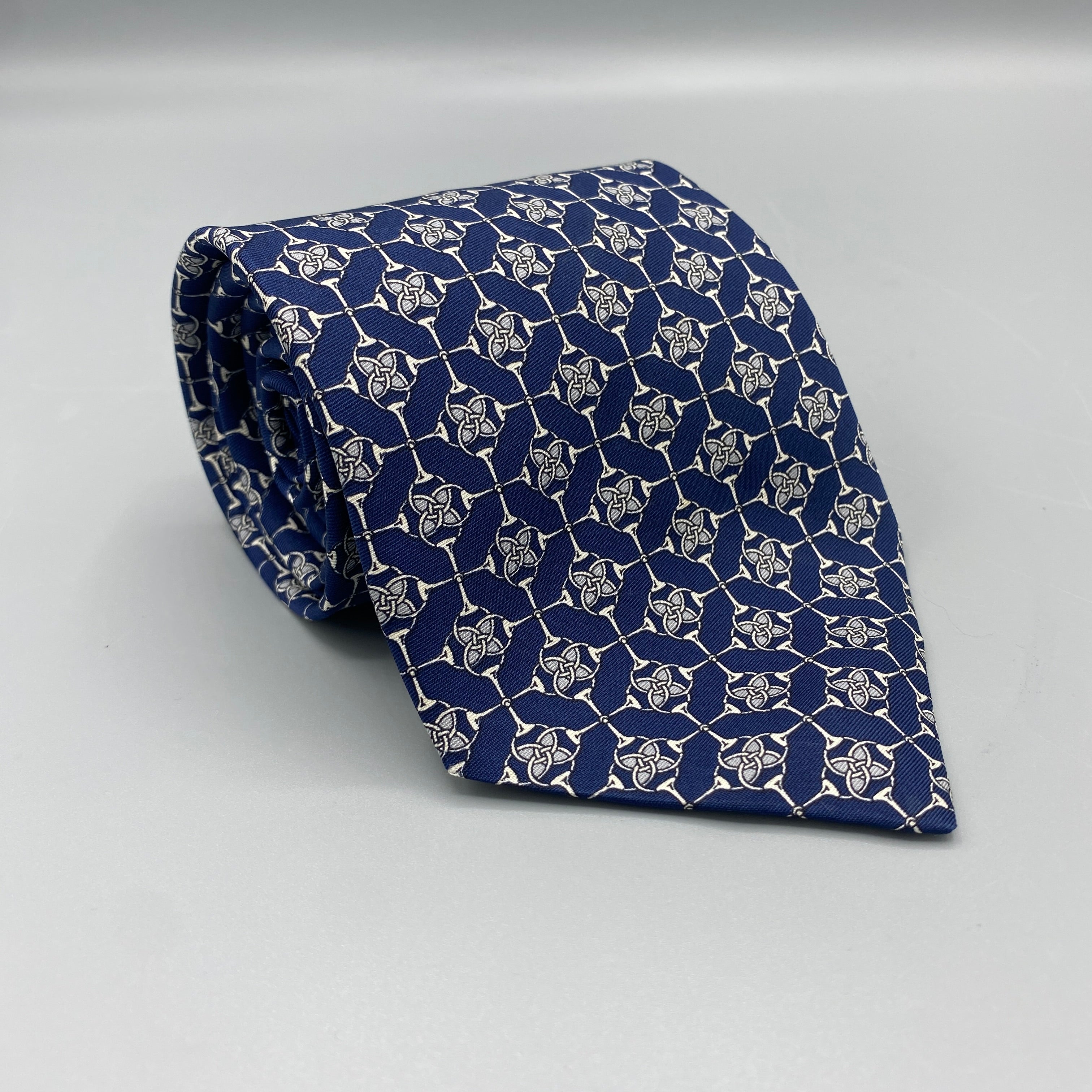 Celine blue patterned tie 