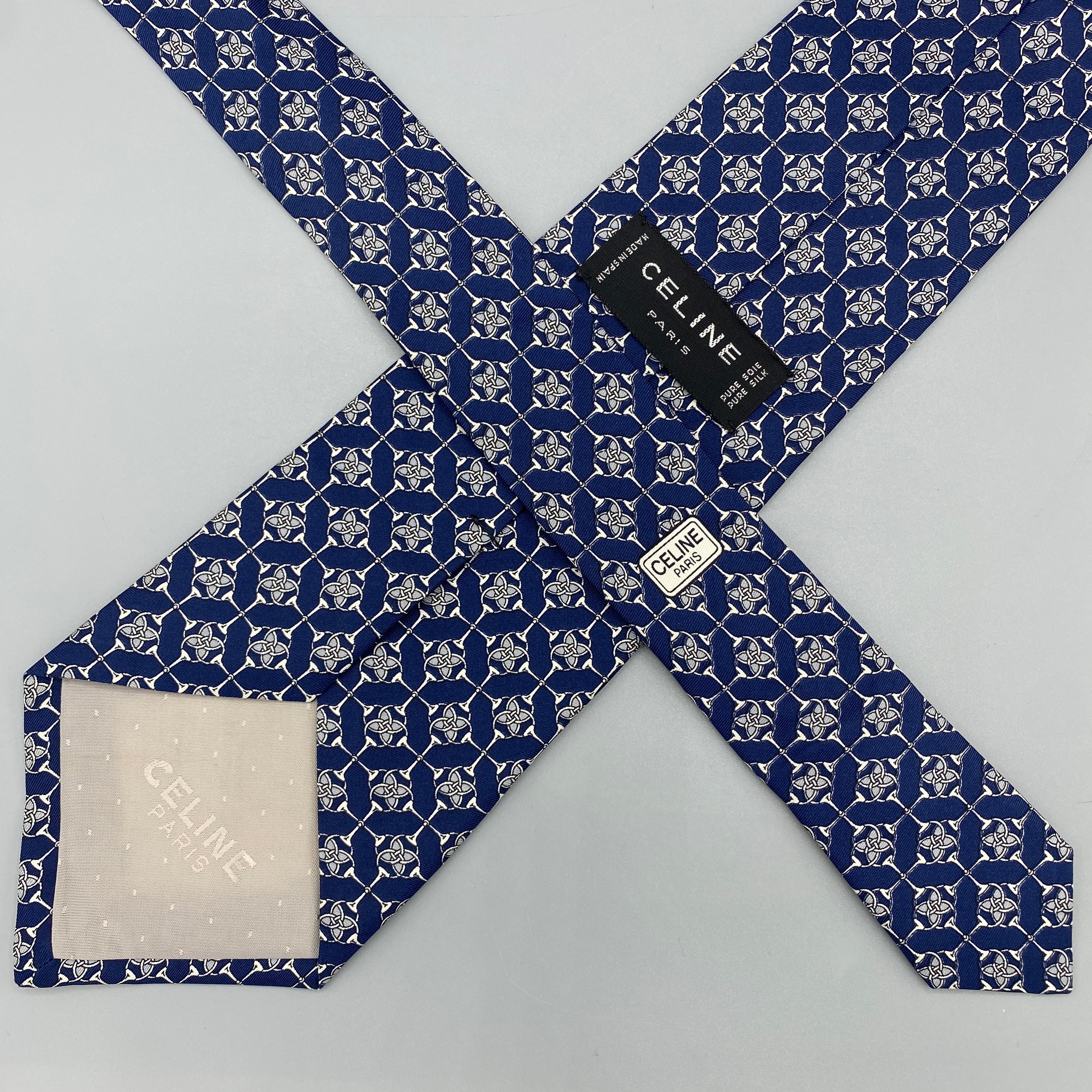 Celine blue patterned tie 