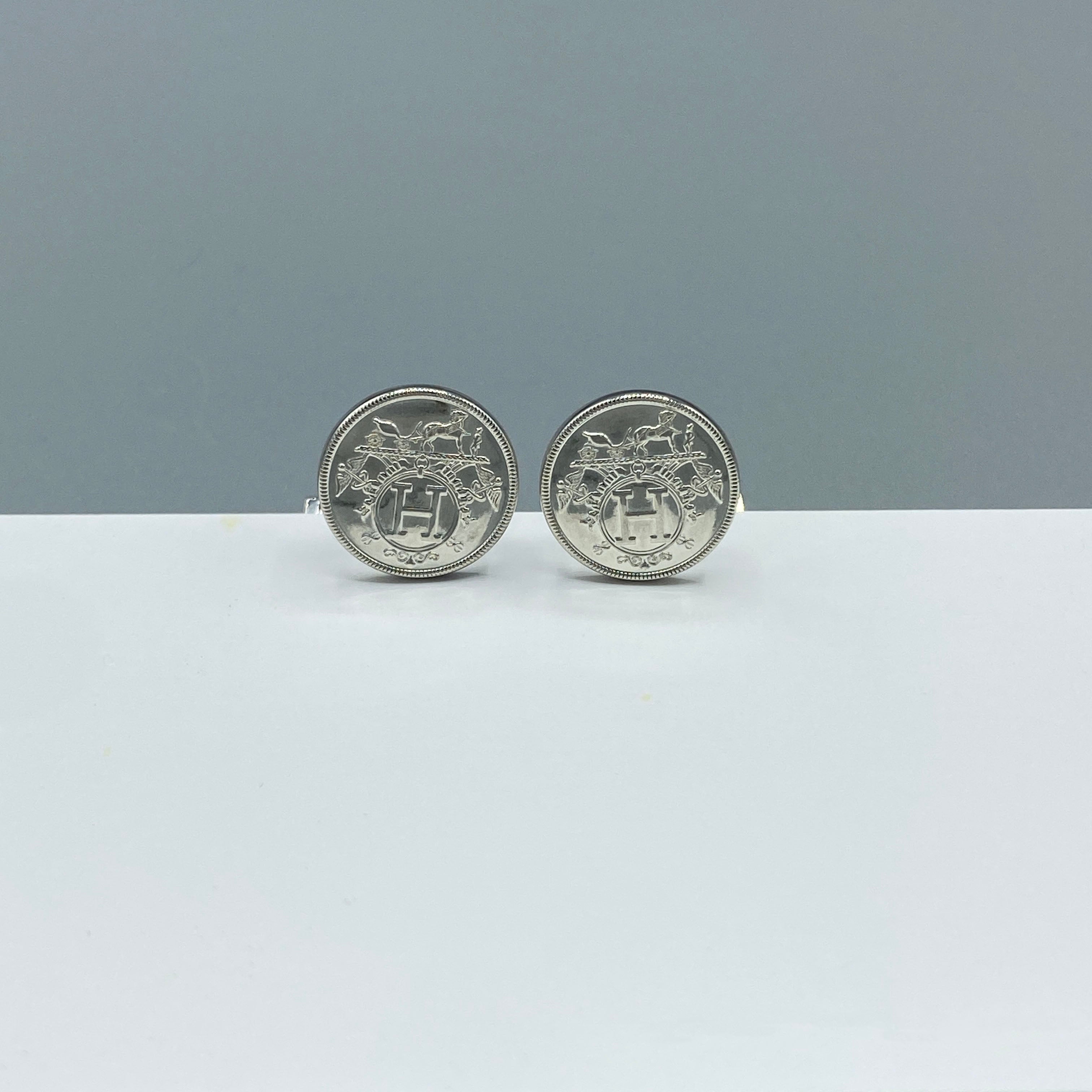 Boutons de manchette Hermès argent