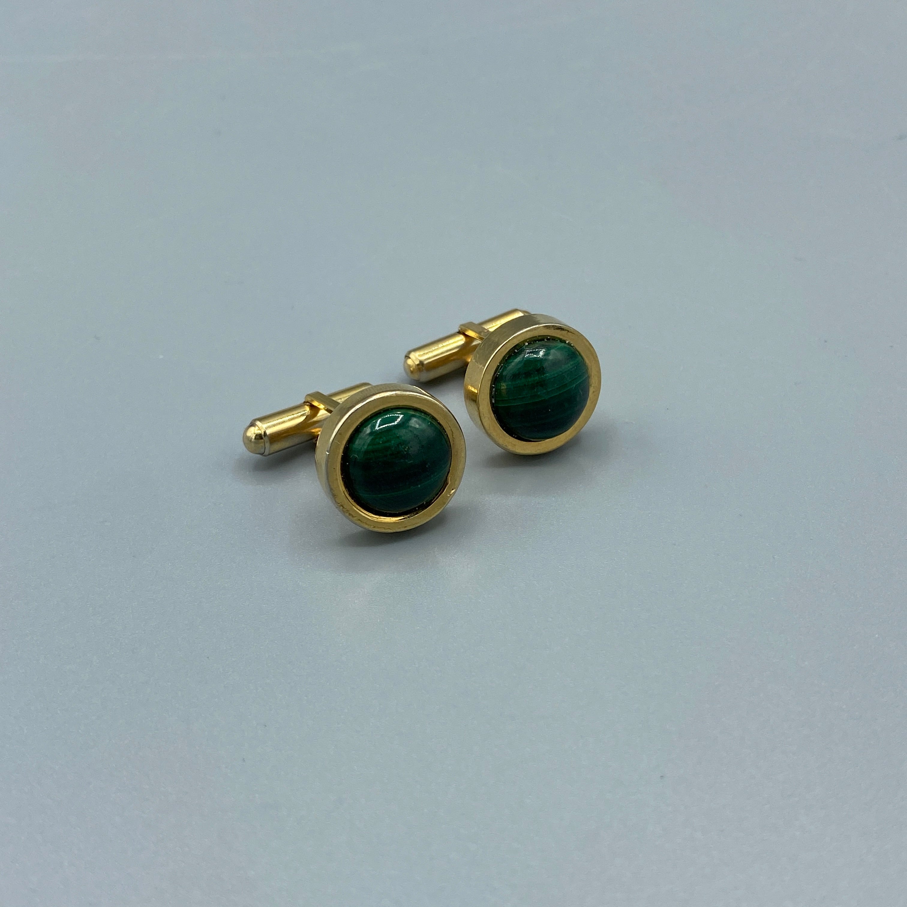 Boutons de manchette malachite et plaqués or