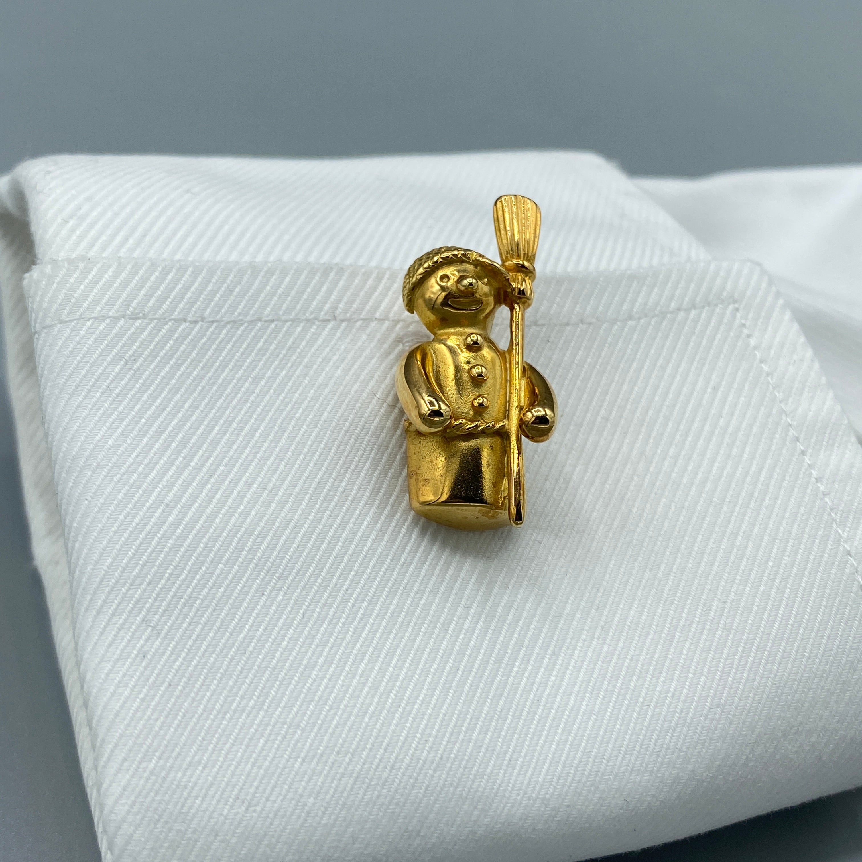 Boutons de manchettes dorés bonhomme de neige
