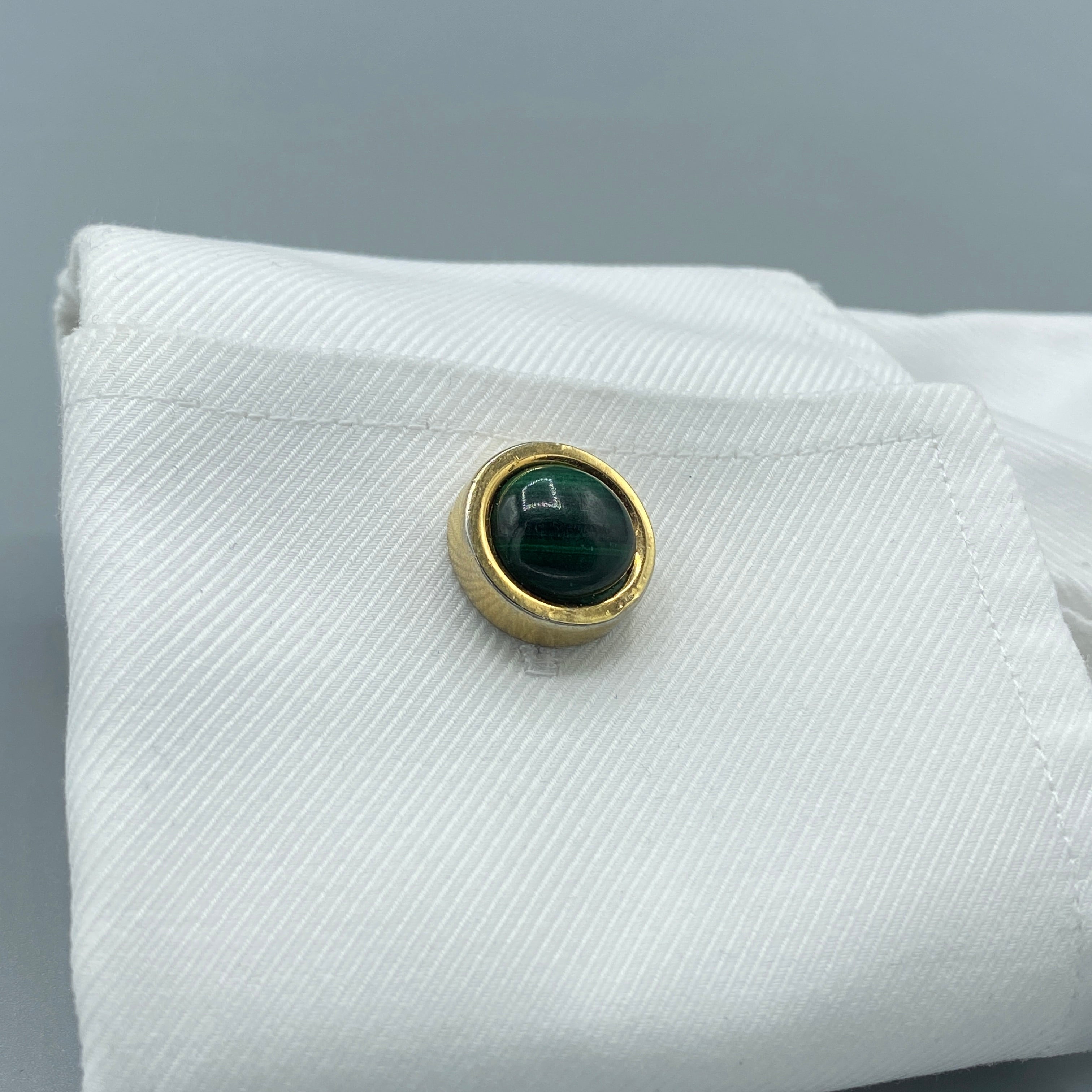 Boutons de manchette malachite et plaqués or
