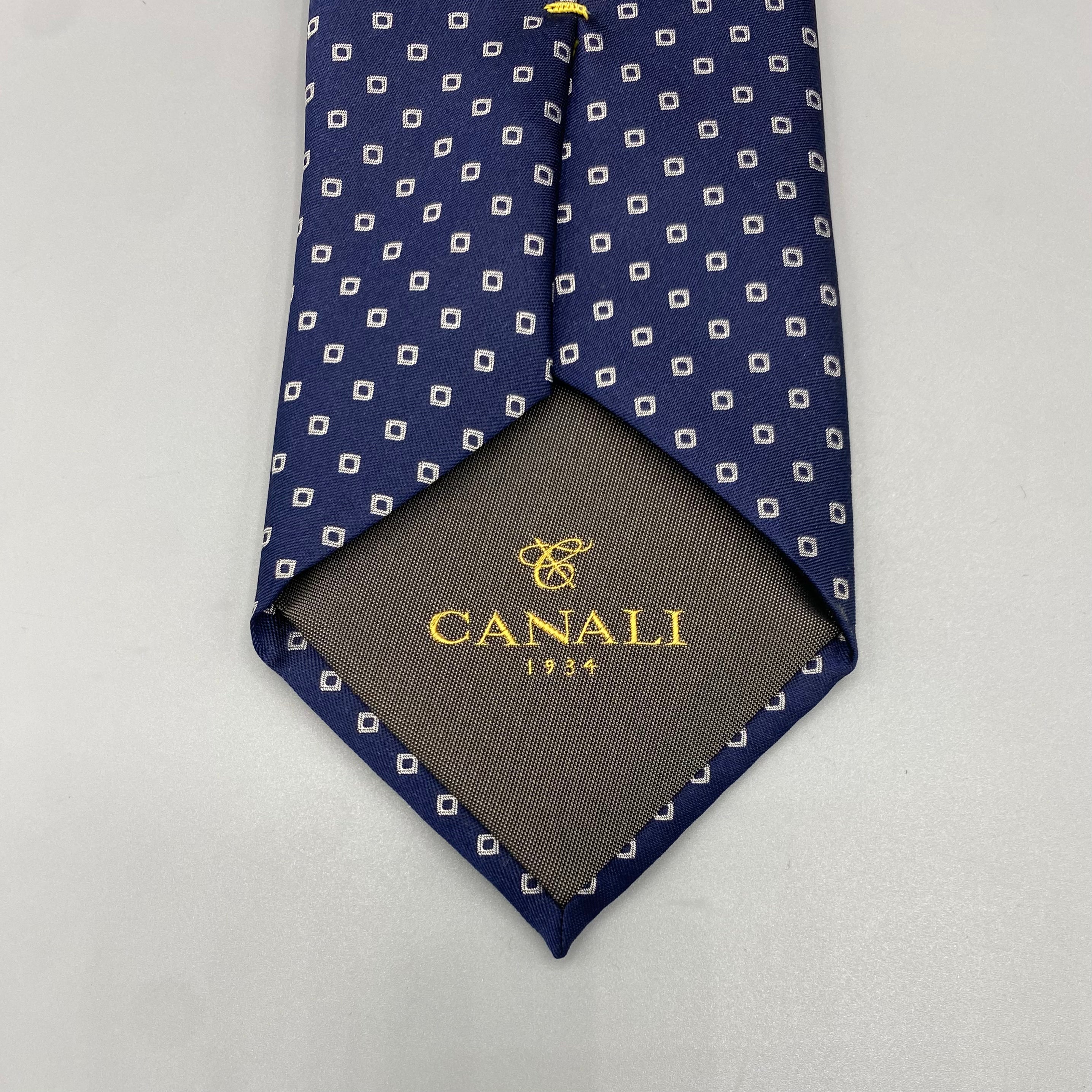 Cravate bleue marine à motif Canali