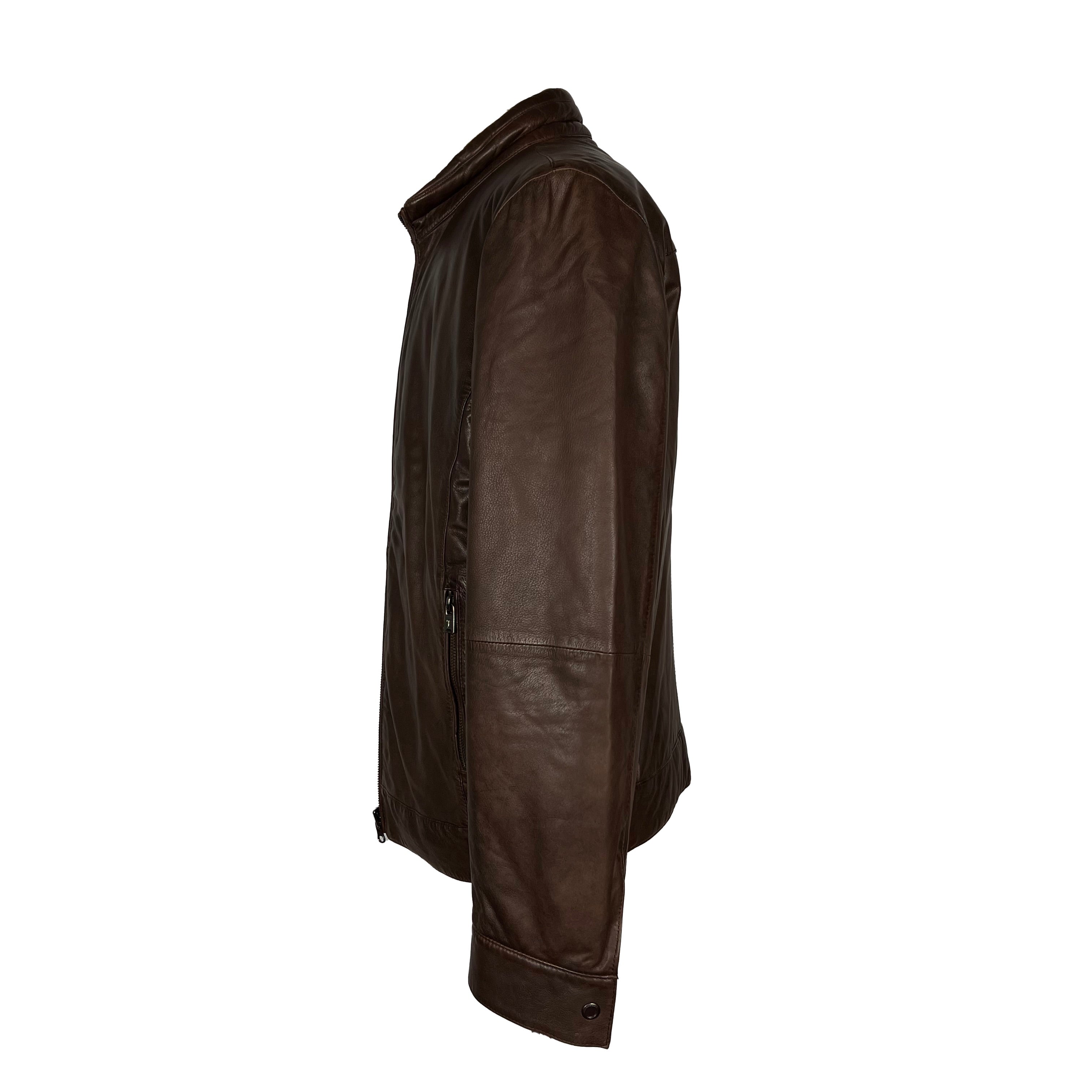 Blouson en cuir marron Torras