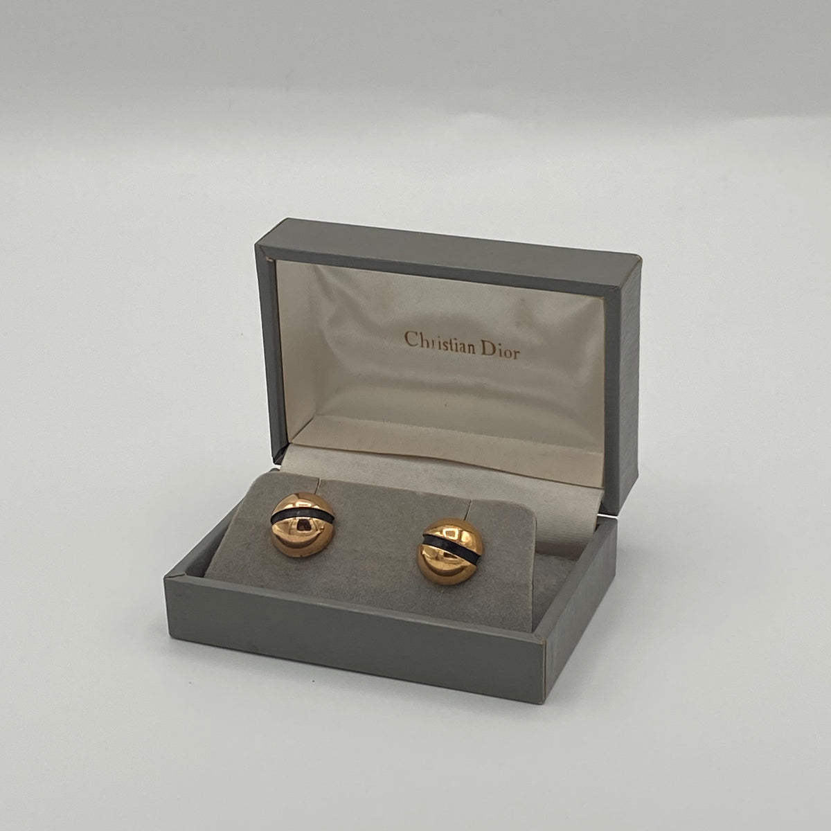Paire De Boutons De Manchettes Anciens - Nacre Grise & Plaqué Or - Style Art Déco - Occasion