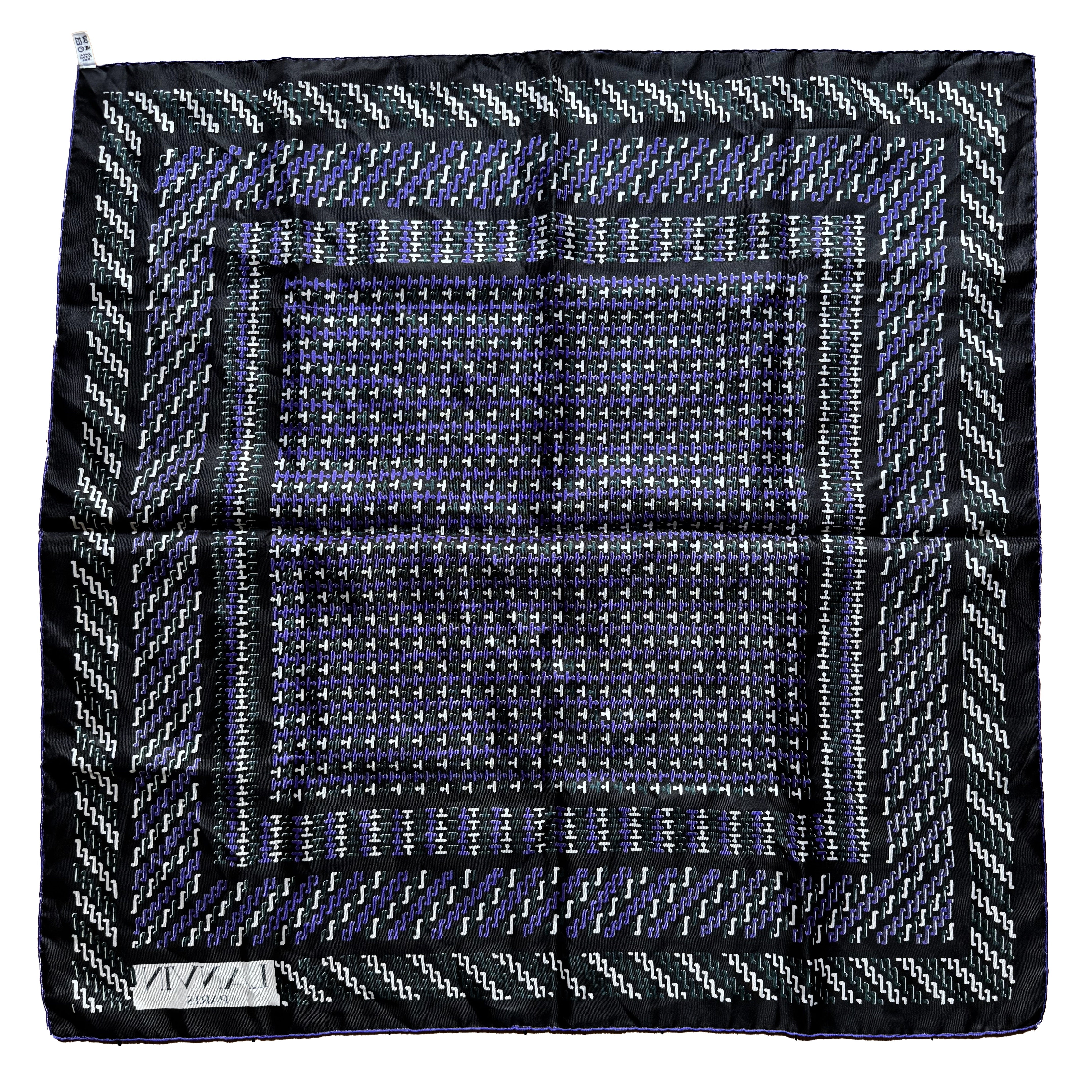 Carré Lanvin noir à motif géométrique