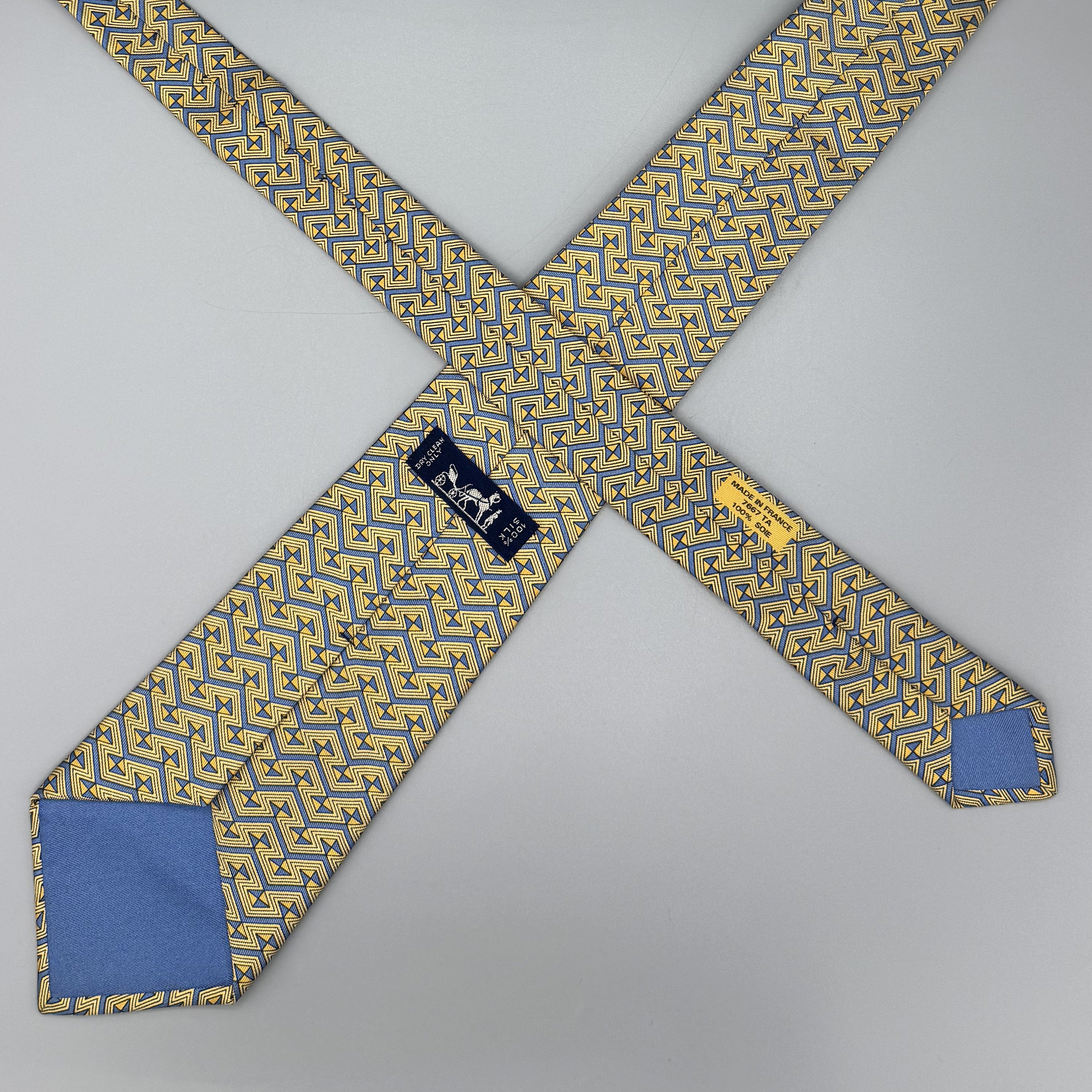 Cravate Hermès bleue et jaune
