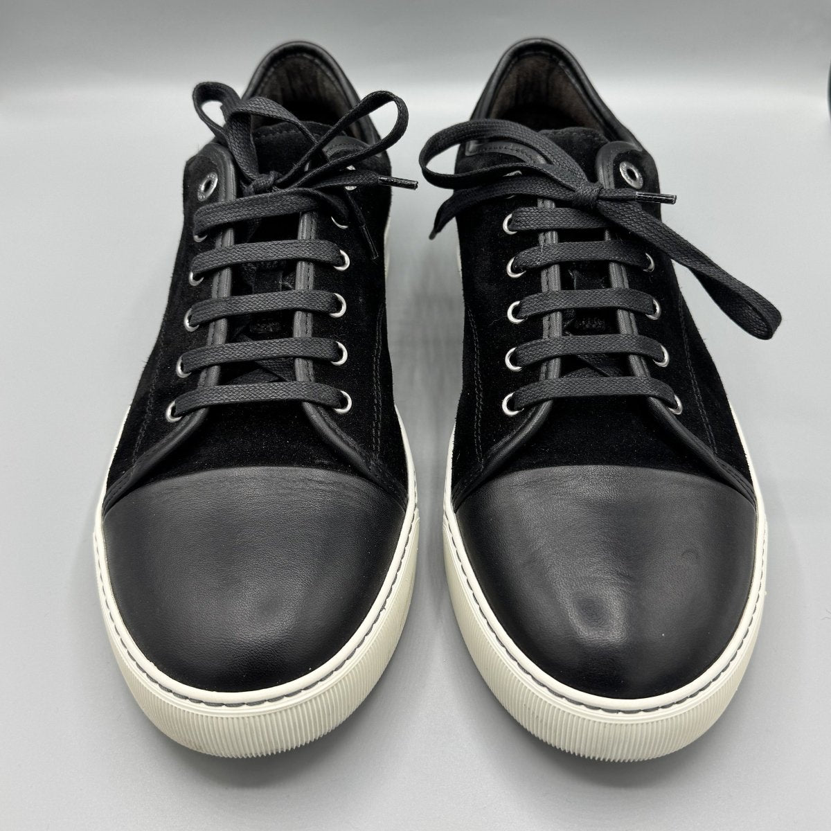 Baskets basses Lanvin noires en daim et cuir - Le Beau Gustave