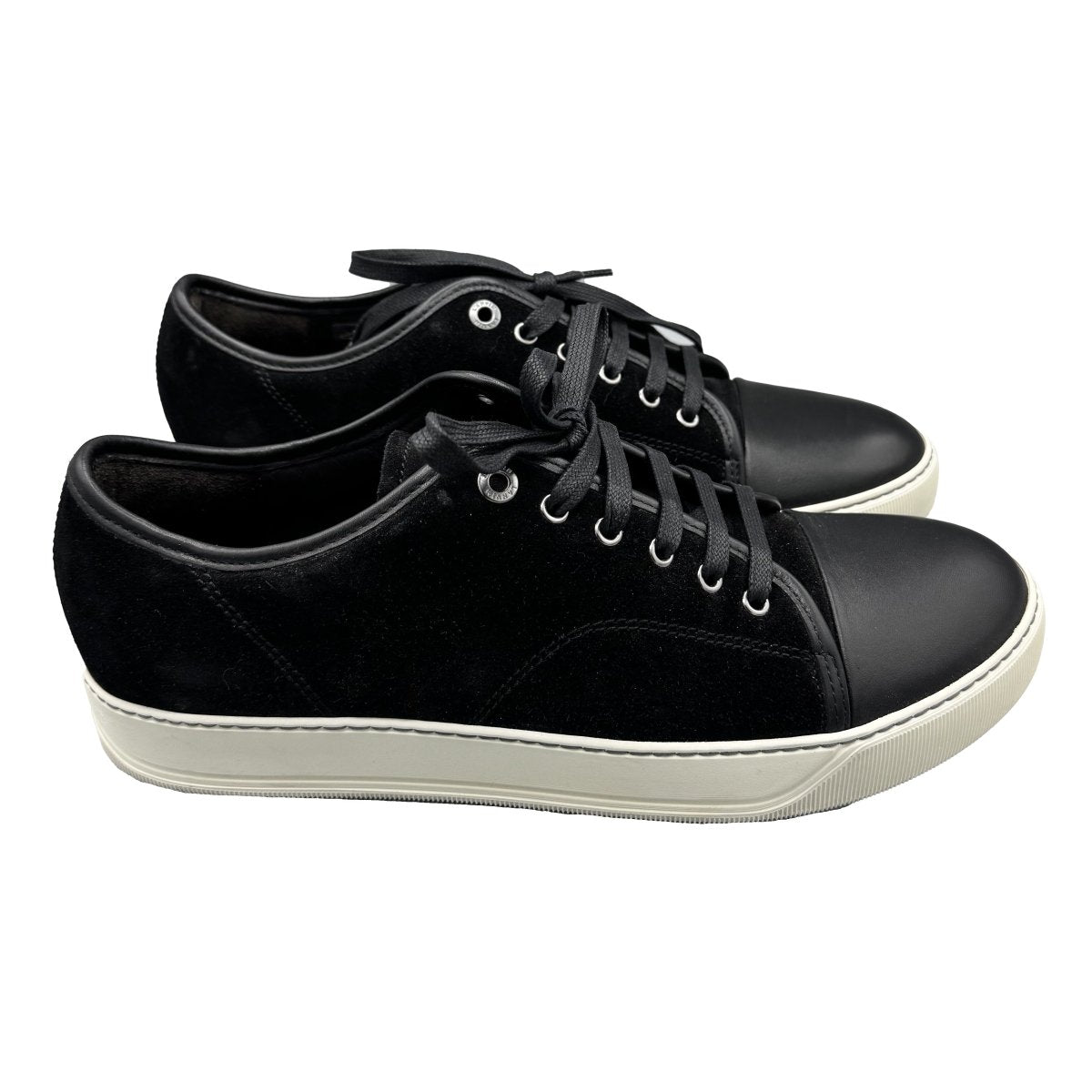 Baskets basses Lanvin noires en daim et cuir - Le Beau Gustave