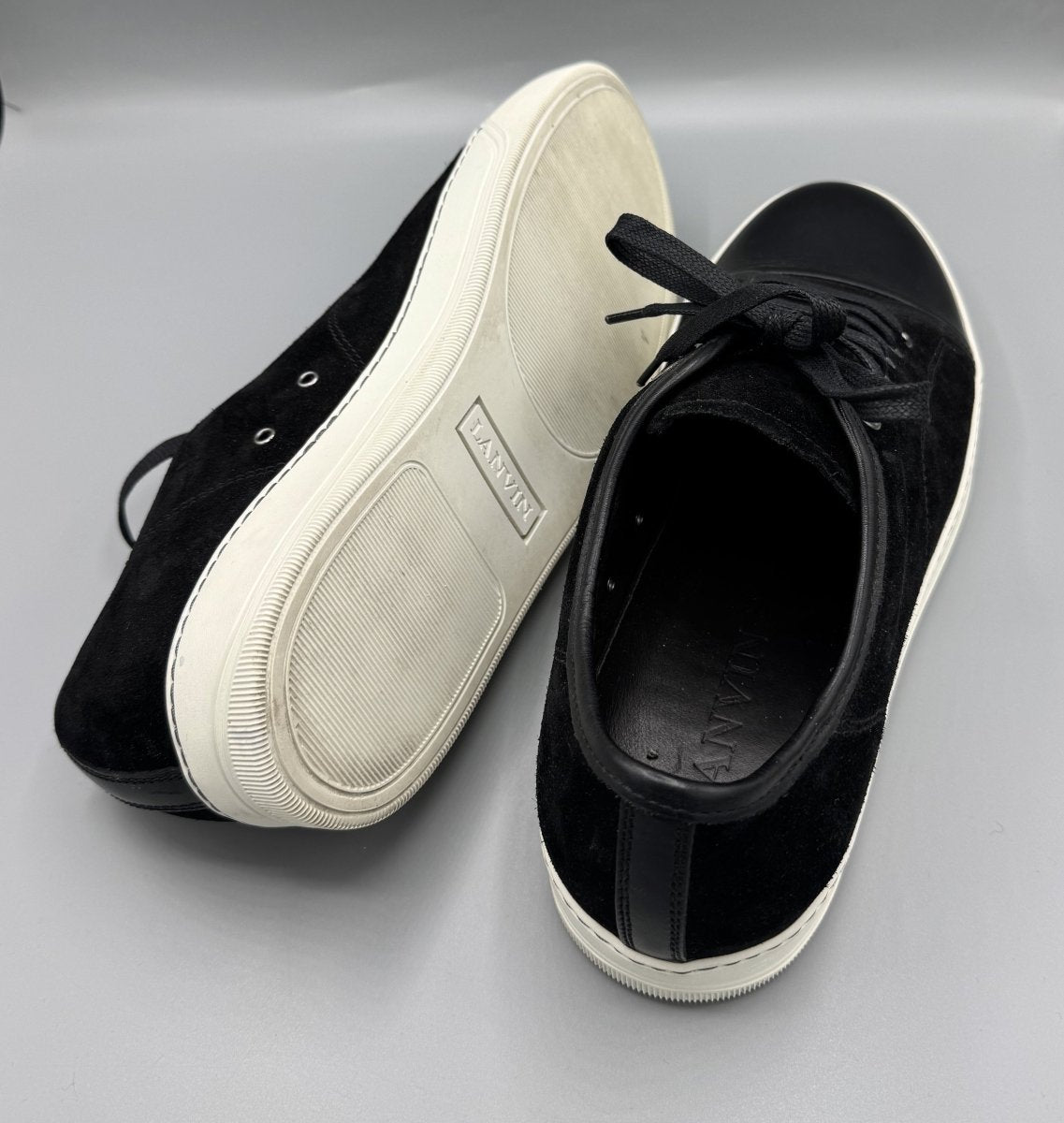 Baskets basses Lanvin noires en daim et cuir - Le Beau Gustave