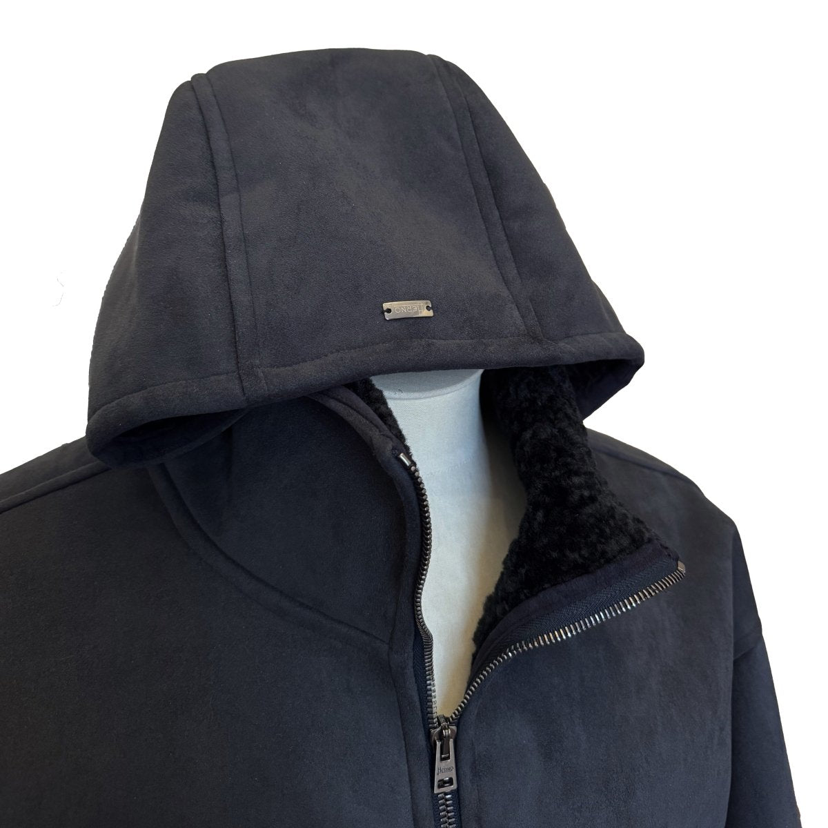 Blouson Herno bleu nuit effet peau retournée - Le Beau Gustave