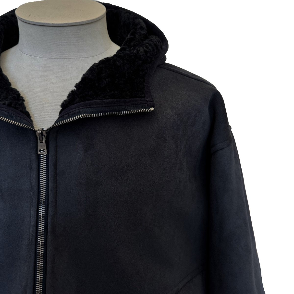 Blouson Herno bleu nuit effet peau retournée - Le Beau Gustave