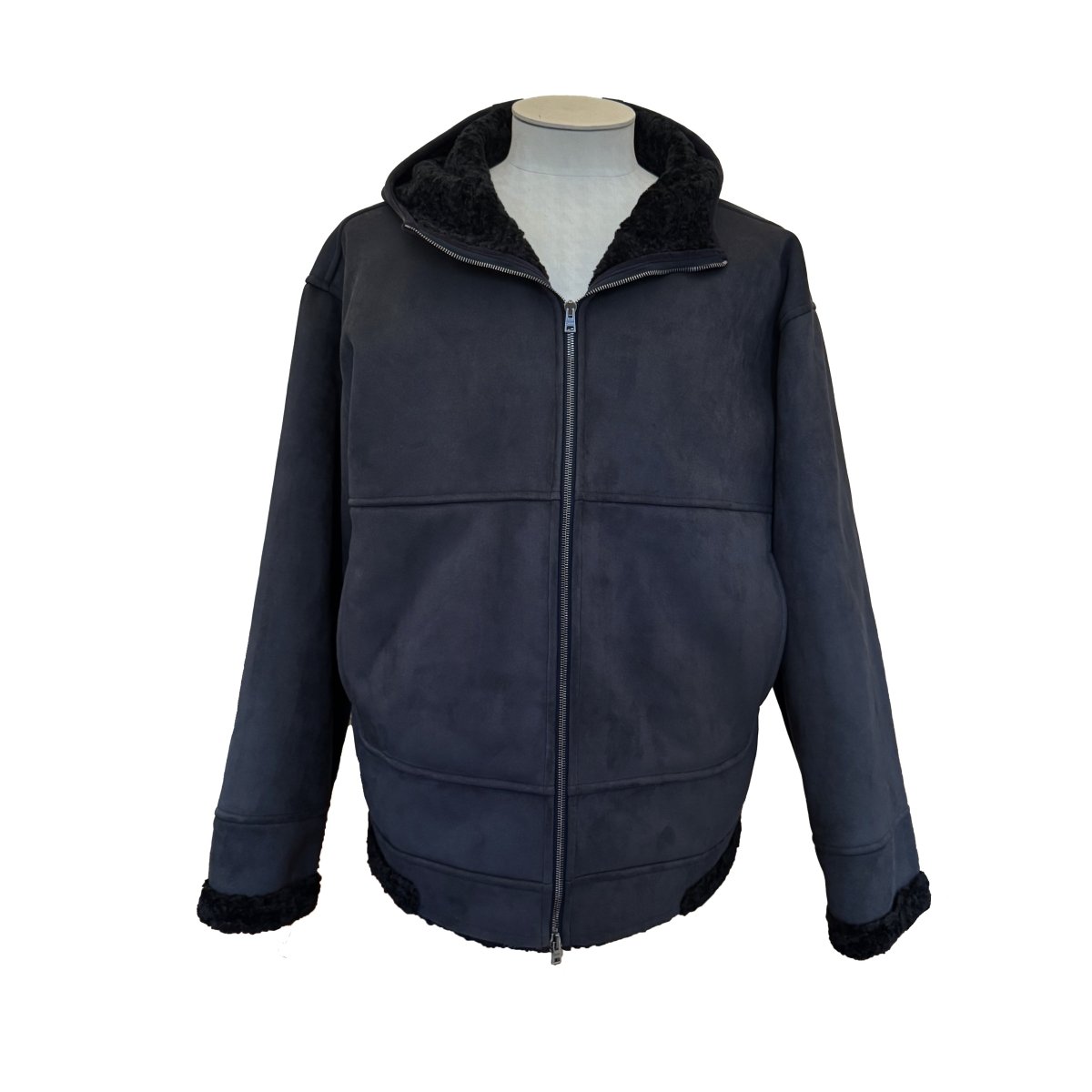 Blouson Herno bleu nuit effet peau retournée - Le Beau Gustave