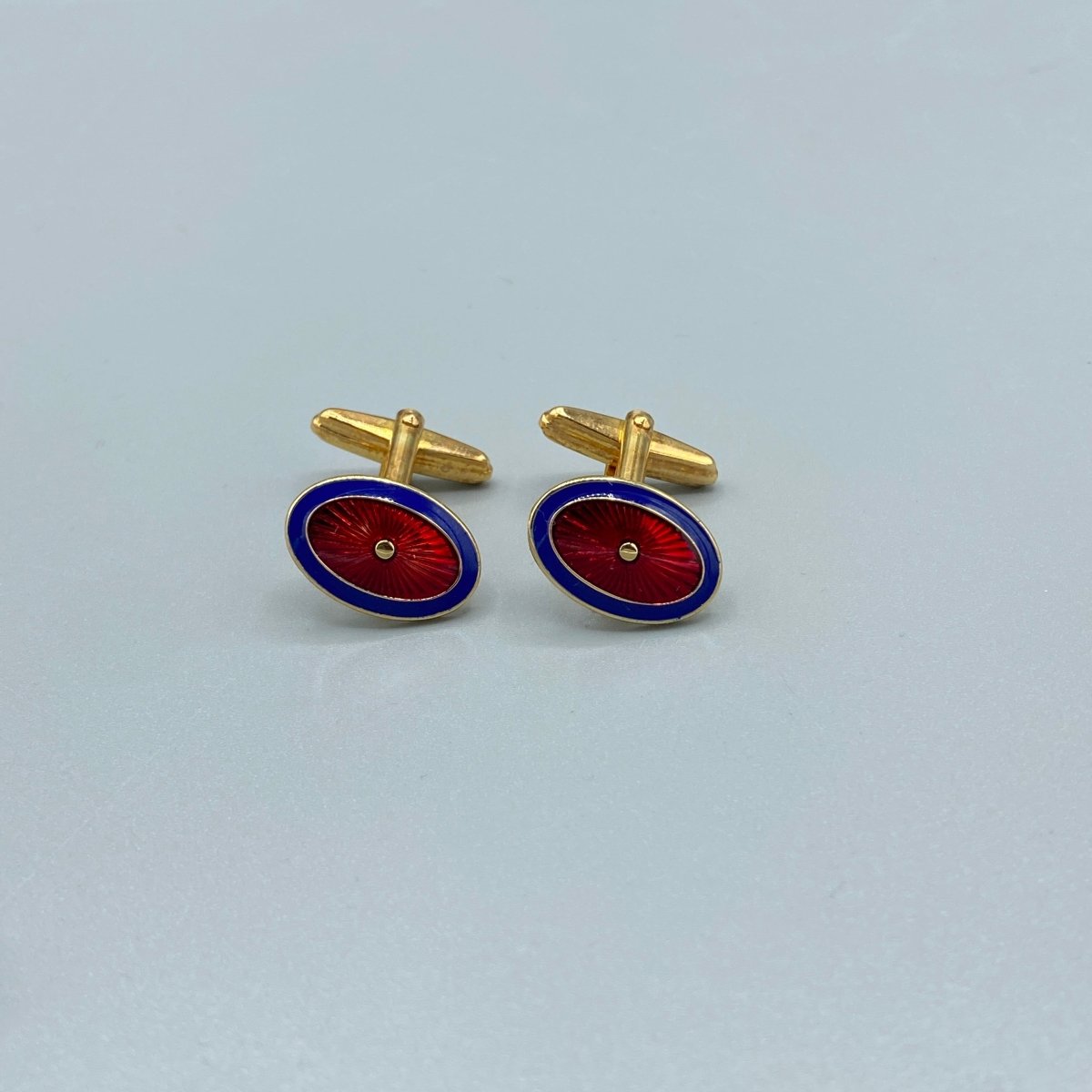 Boutons de manchette émaillés rouges et bleus - Le Beau Gustave