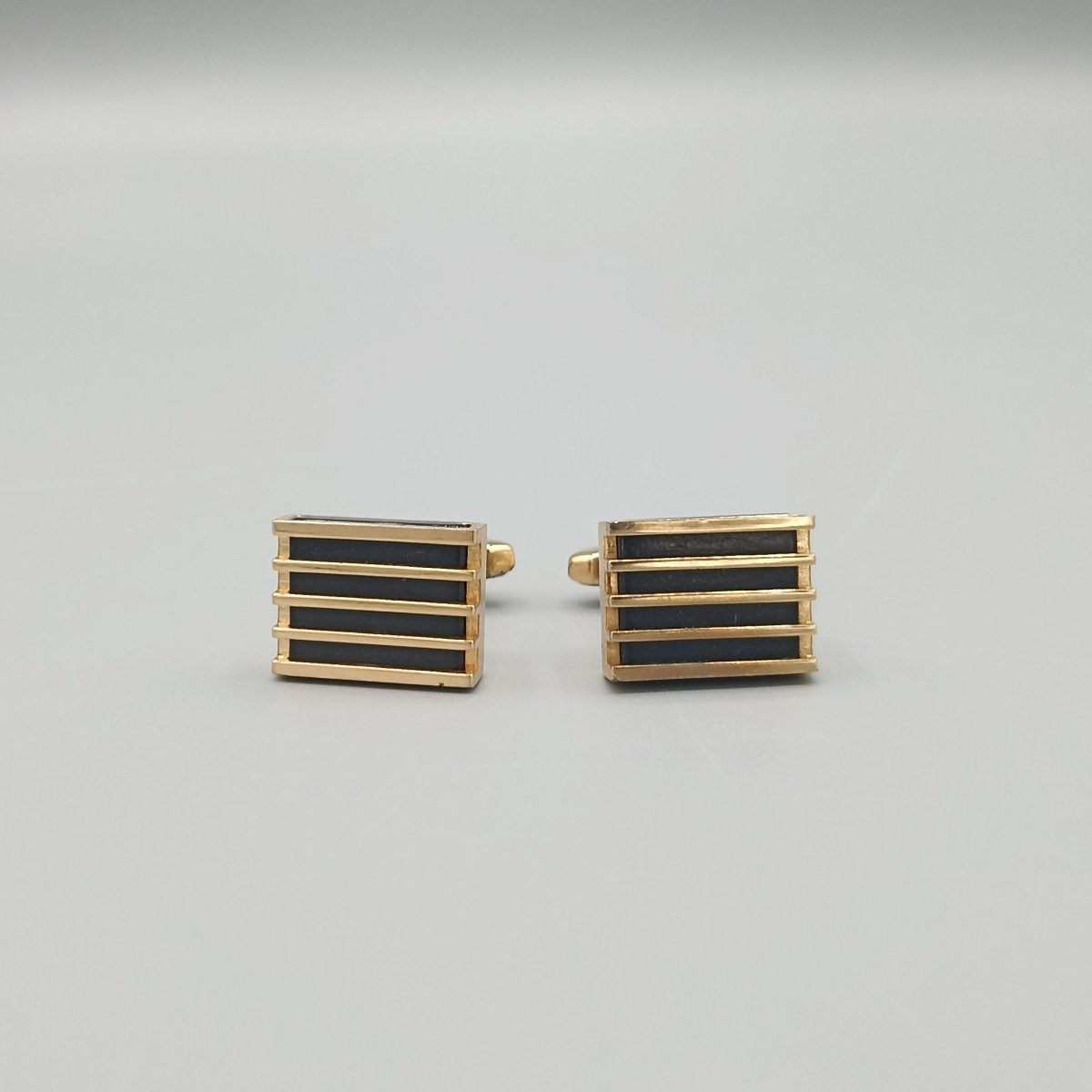 Boutons de manchette vintage noirs et dorés - Le Beau Gustave