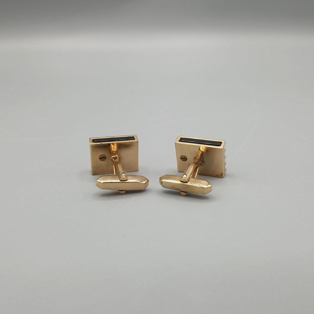 Boutons de manchette vintage noirs et dorés - Le Beau Gustave