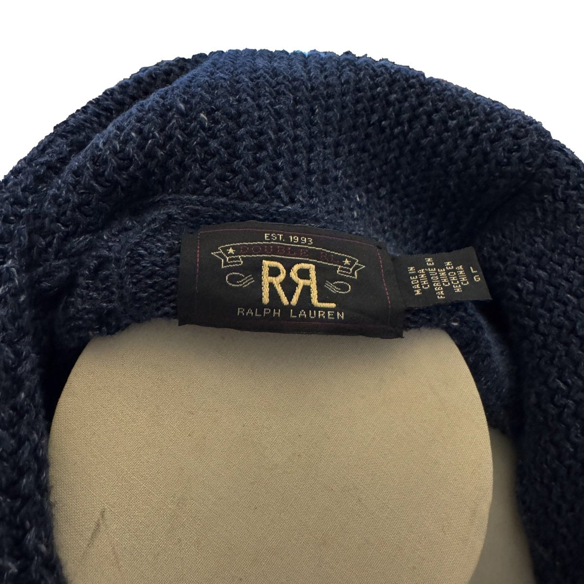 Cardigan RRL Ralph Lauren bleu marine en coton torsadé - Le Beau Gustave