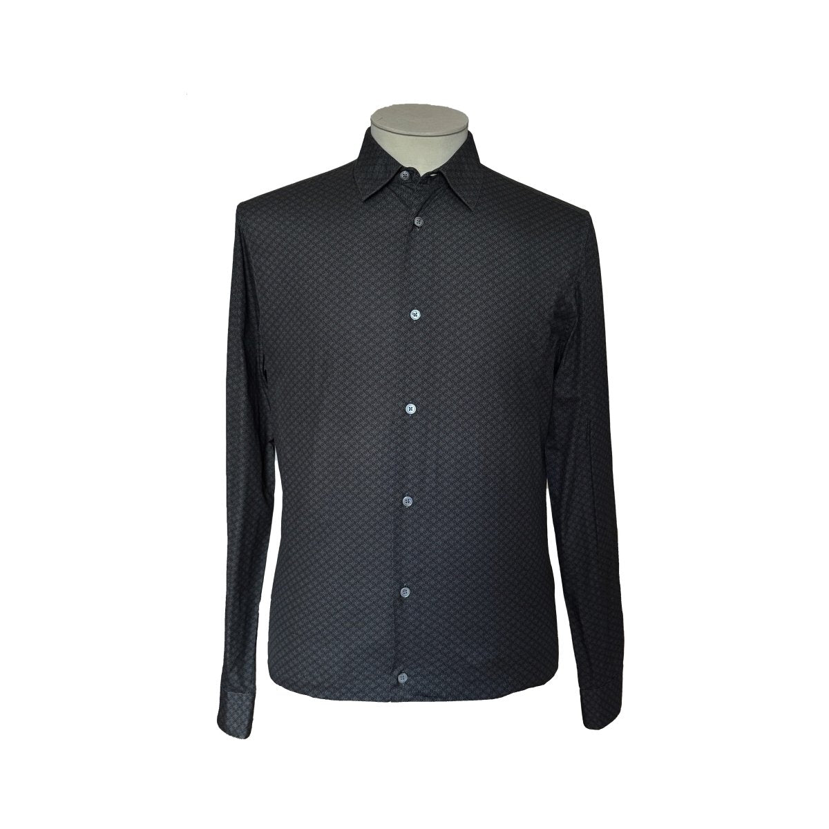 Chemise Hermès grise anthracite à micro-motif H - Le Beau Gustave