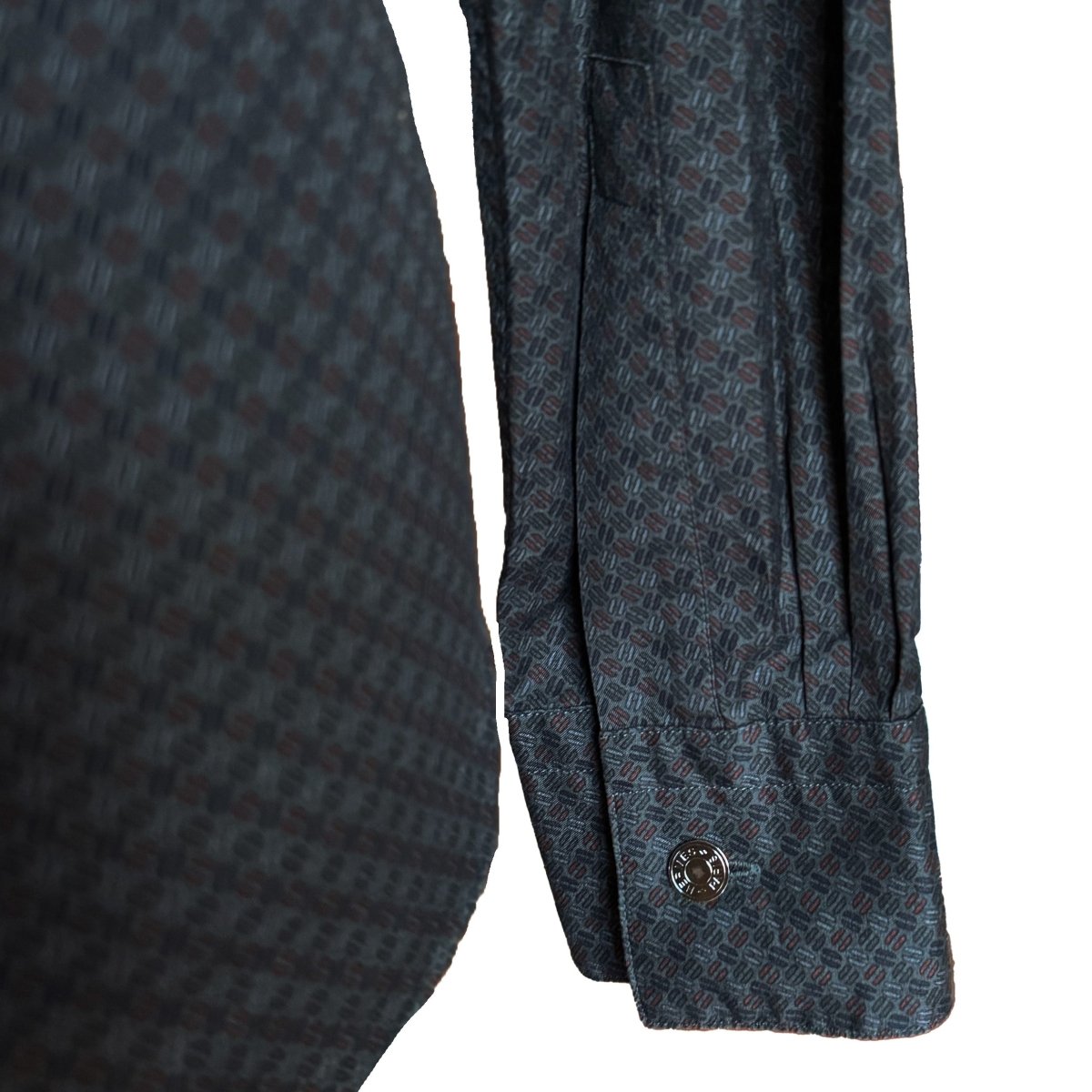 Chemise Hermès grise anthracite à micro-motif H - Le Beau Gustave