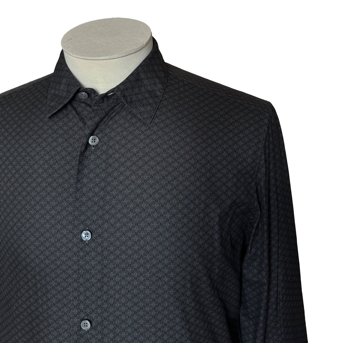 Chemise Hermès grise anthracite à micro-motif H - Le Beau Gustave