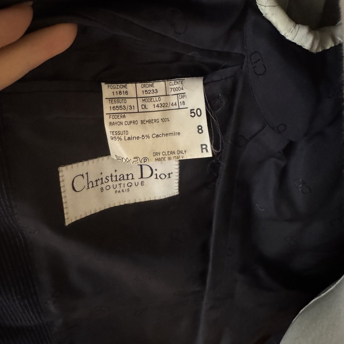 Costume 2 pièces Christian Dior bleu marine finement rayé - Le Beau Gustave
