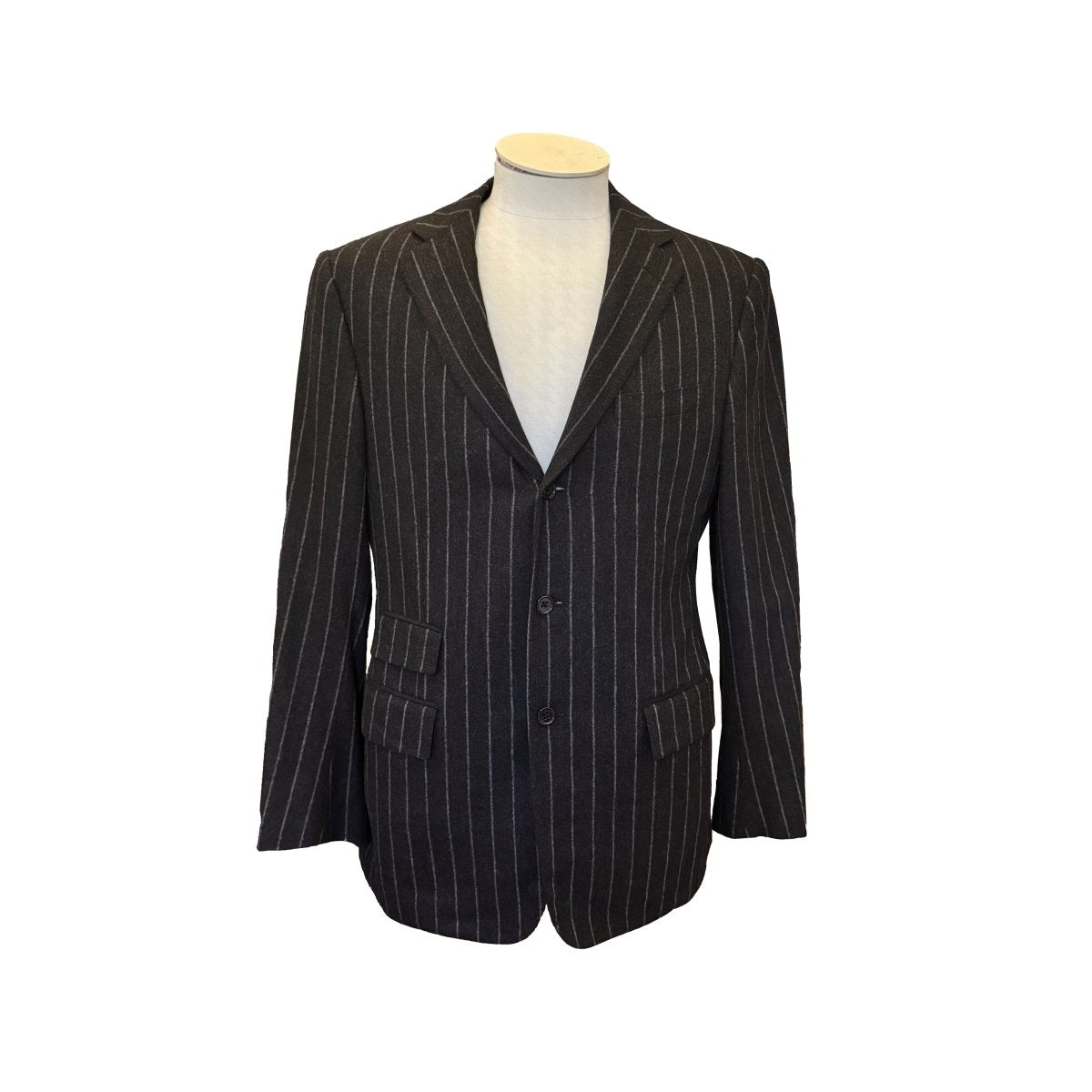 Costume 2 pièces Ralph Lauren Purple Label gris anthracite à rayure craie - Le Beau Gustave