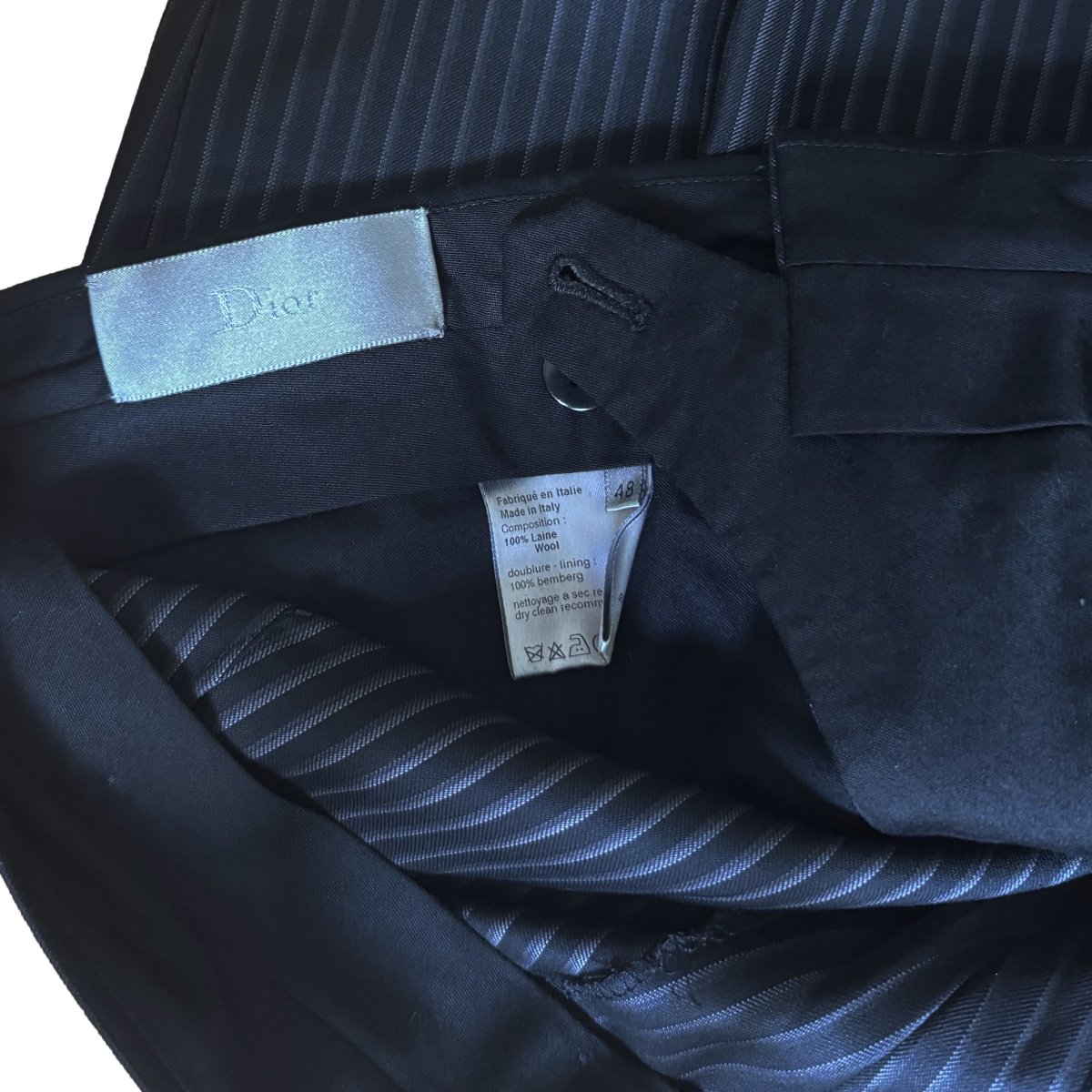 Costume Dior noir rayure banquier - Le Beau Gustave