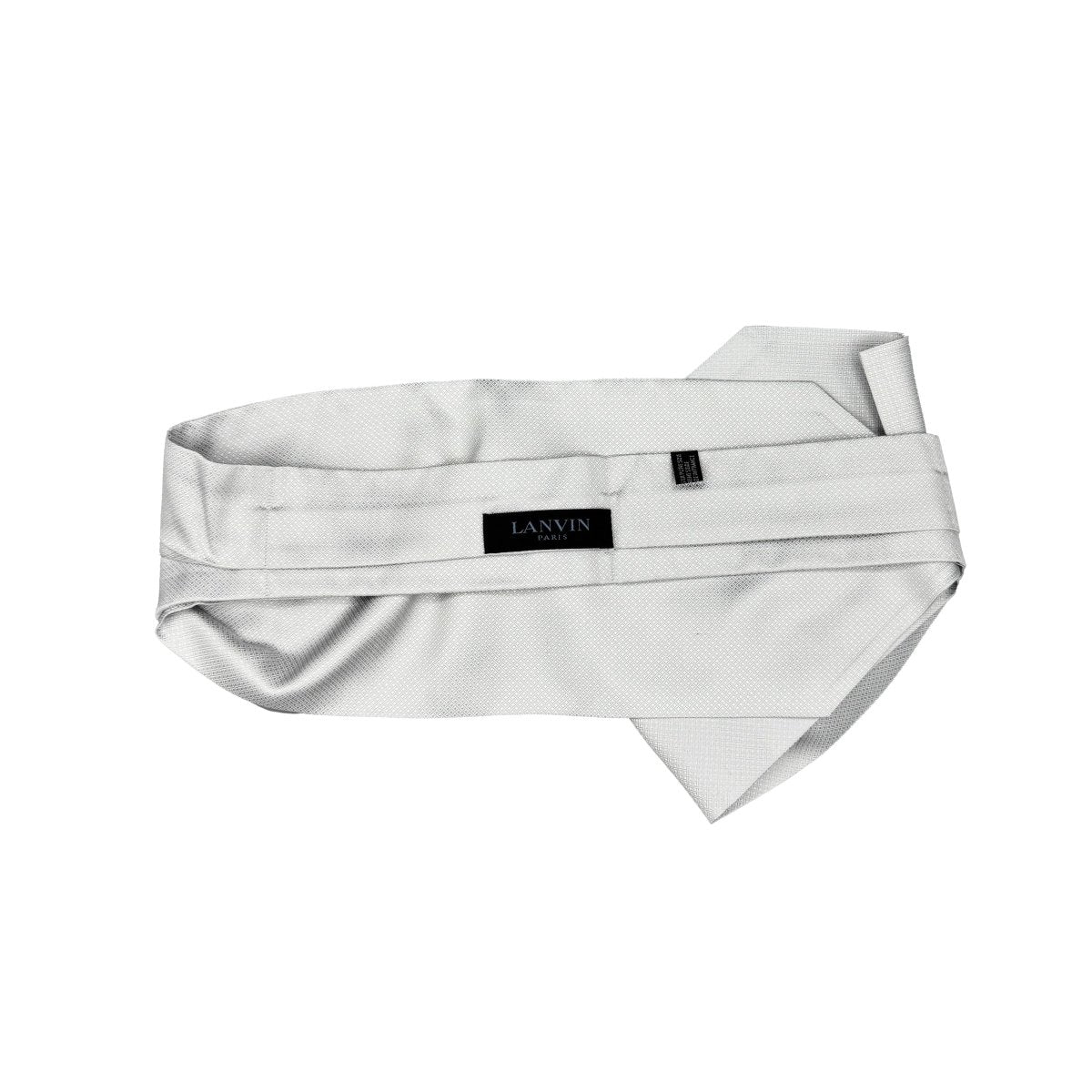 Cravate lavallière ascot Lanvin argentée à motif jacquard ton sur ton - Le Beau Gustave