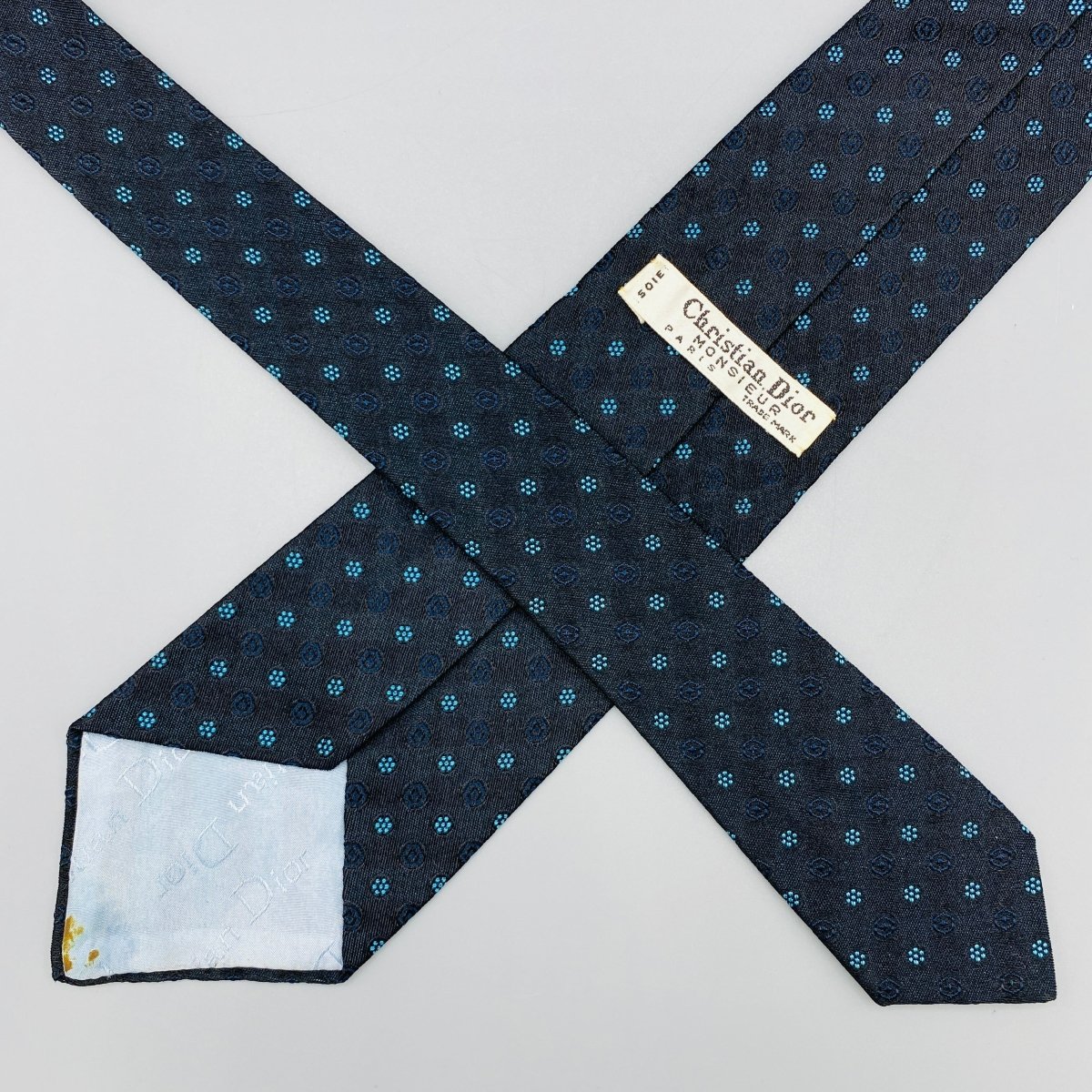 Cravate noire Christian Dior à pois - Le Beau Gustave