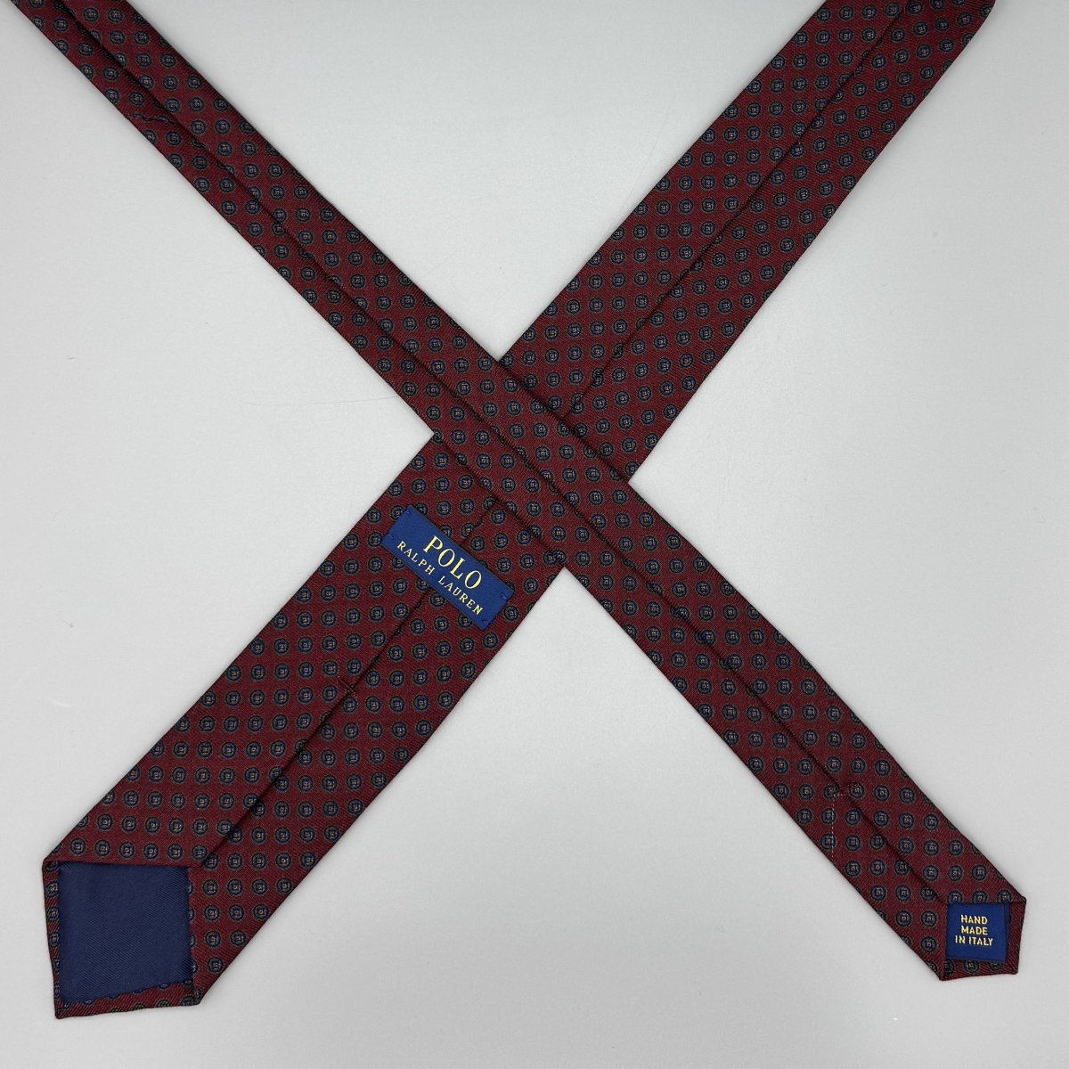 Cravate Polo Ralph Lauren bordeaux à petits motifs géométriques - Le Beau Gustave