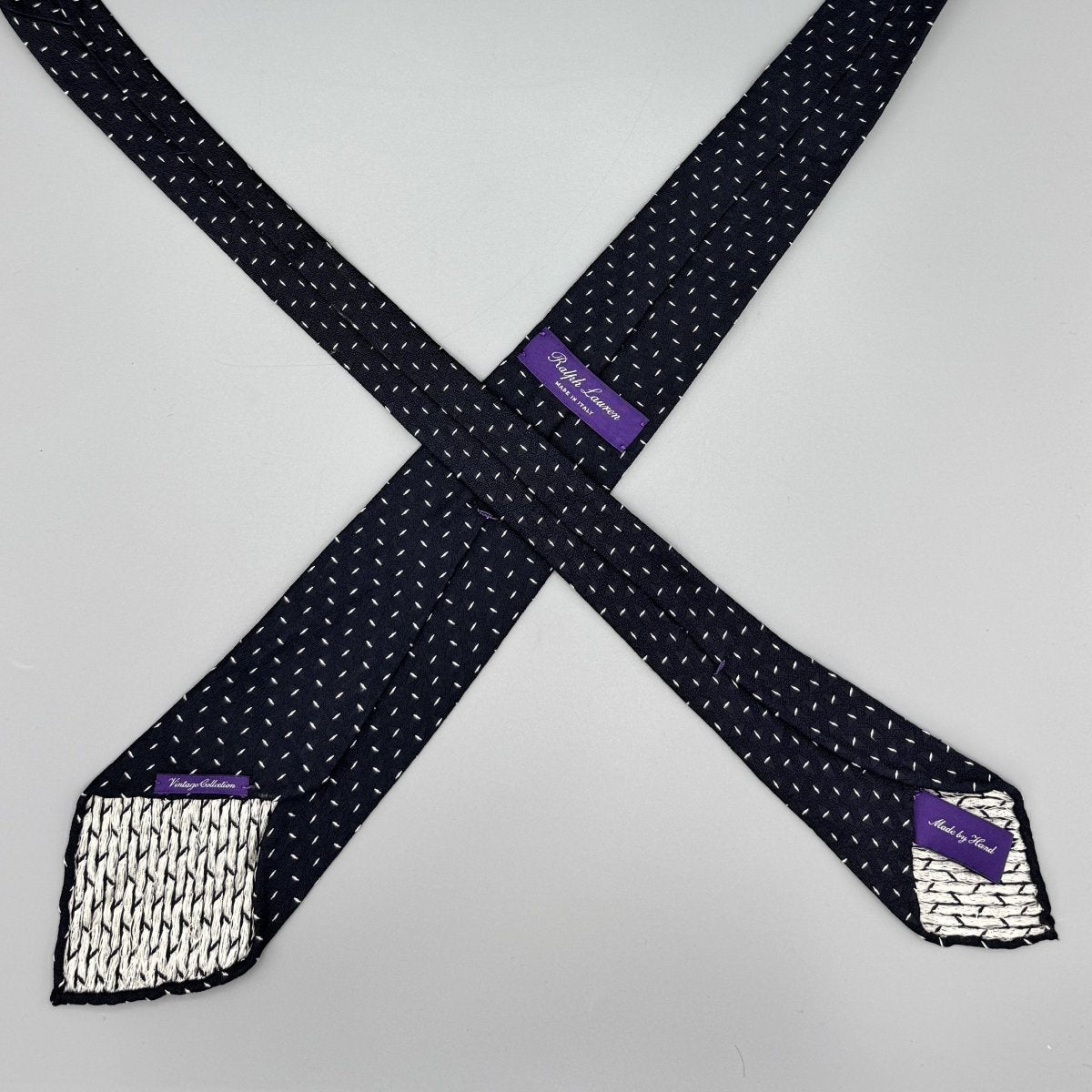 Cravate Purple Label Ralph Lauren Vintage Collection bleu marine à losanges - Le Beau Gustave