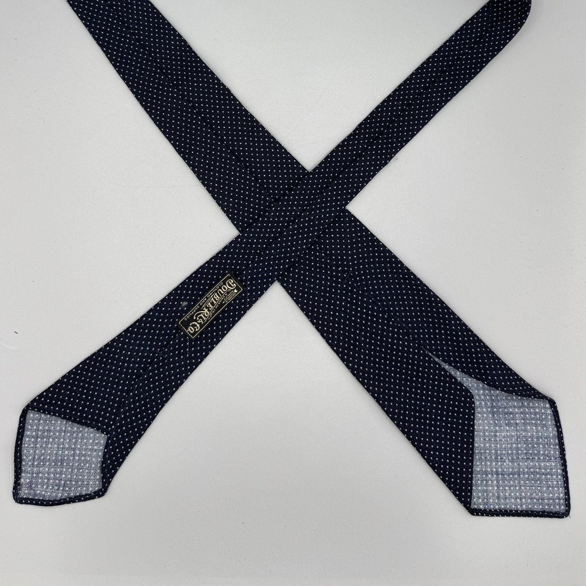 Cravate RRL Double RL&Co en soie bleu nuit à pois blancs - Le Beau Gustave