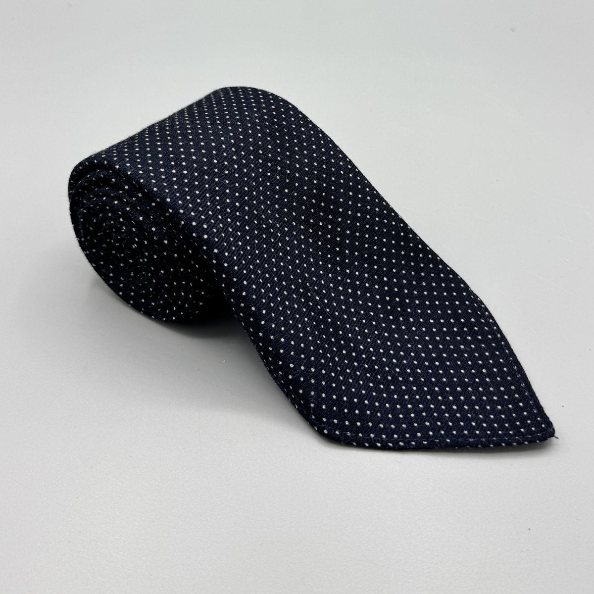Cravate RRL Double RL&Co en soie bleu nuit à pois blancs - Le Beau Gustave