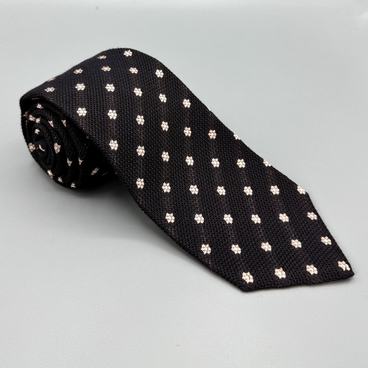 Cravate tricot Kiton marron à motif floral - Le Beau Gustave