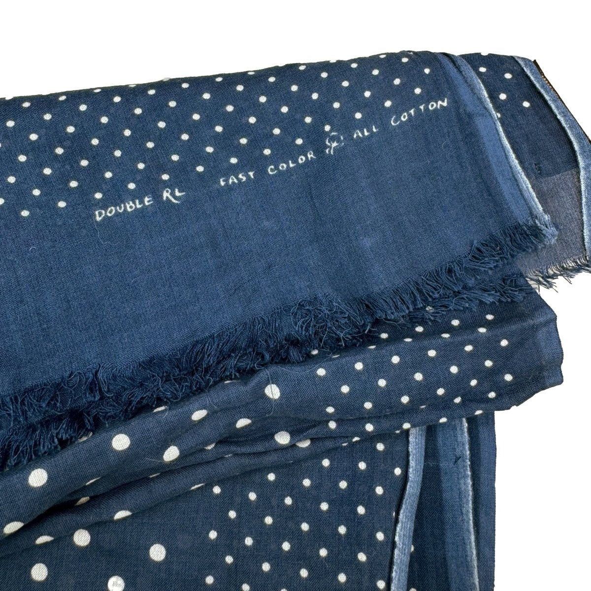 Foulard RRL Ralph Lauren bleu indigo à pois blancs - Le Beau Gustave