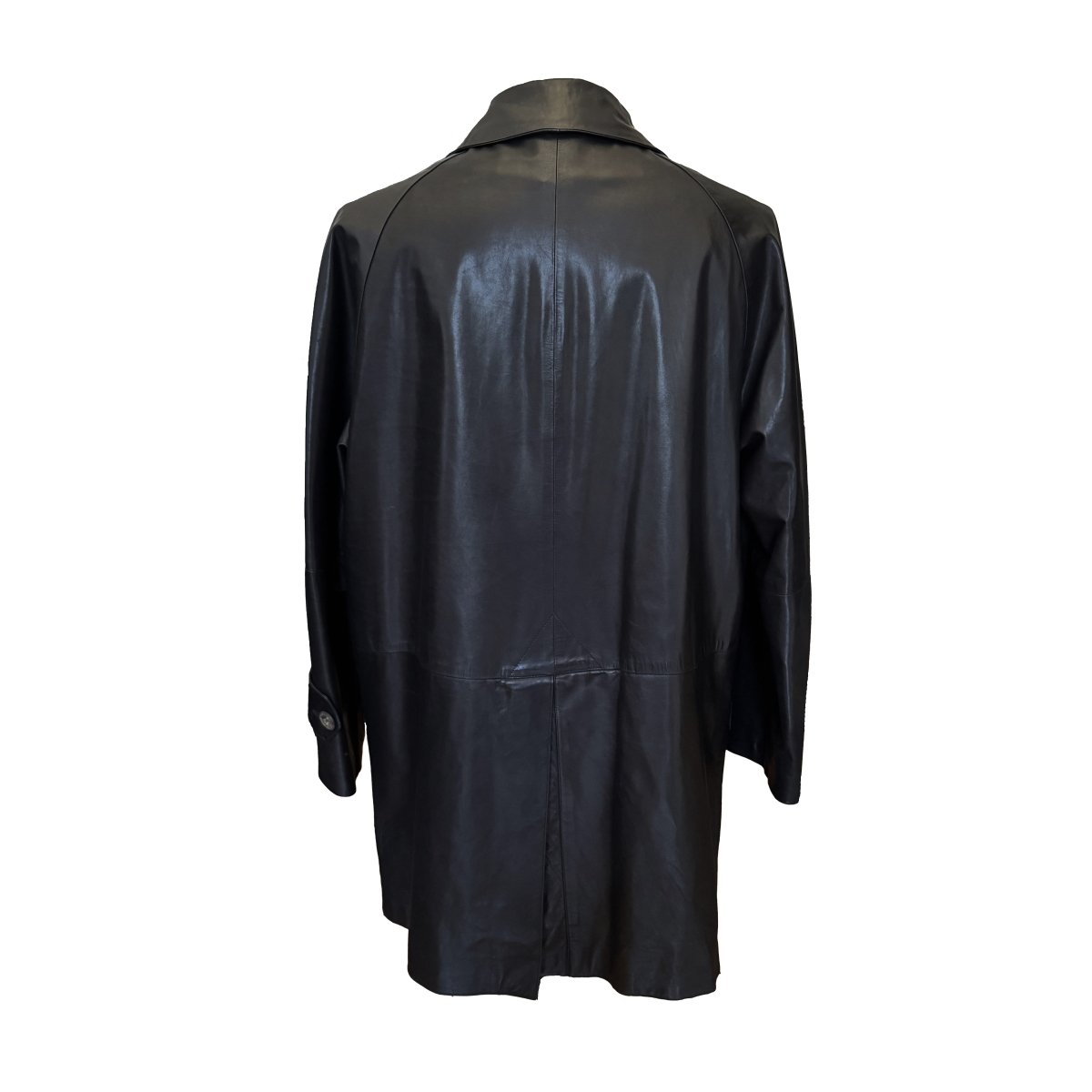 Manteau Christian Dior en cuir noir avec gilet amovible en fourrure - Le Beau Gustave