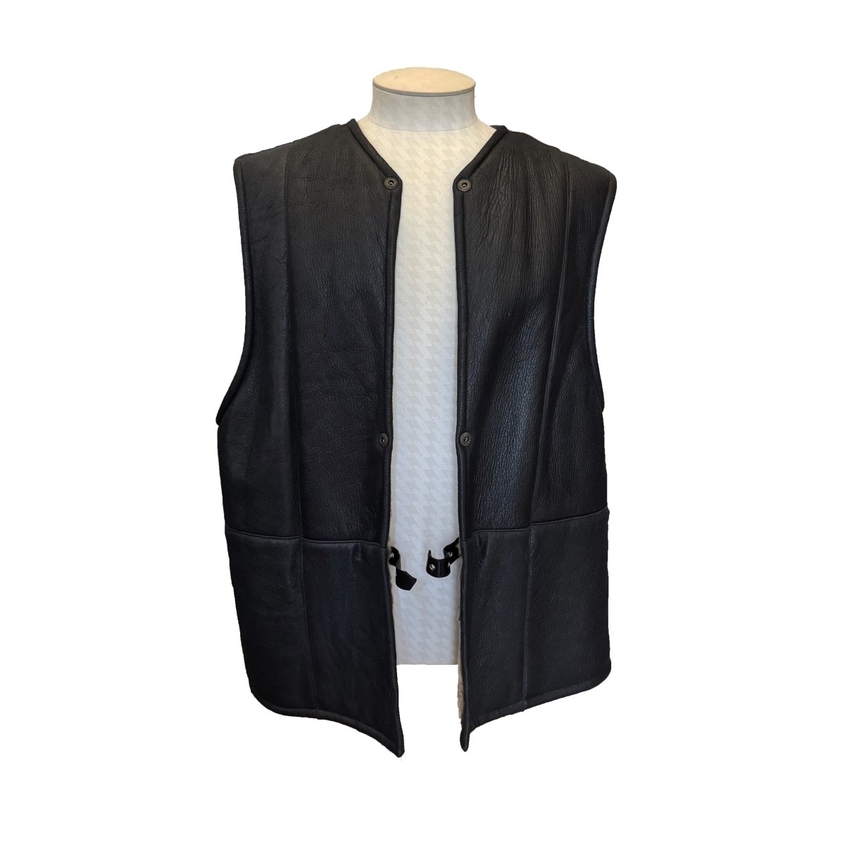 Manteau Christian Dior en cuir noir avec gilet amovible en fourrure - Le Beau Gustave