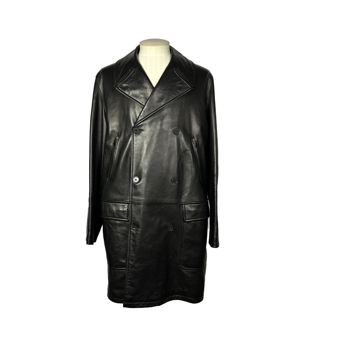 Manteau en cuir noir Hermès - Le Beau Gustave