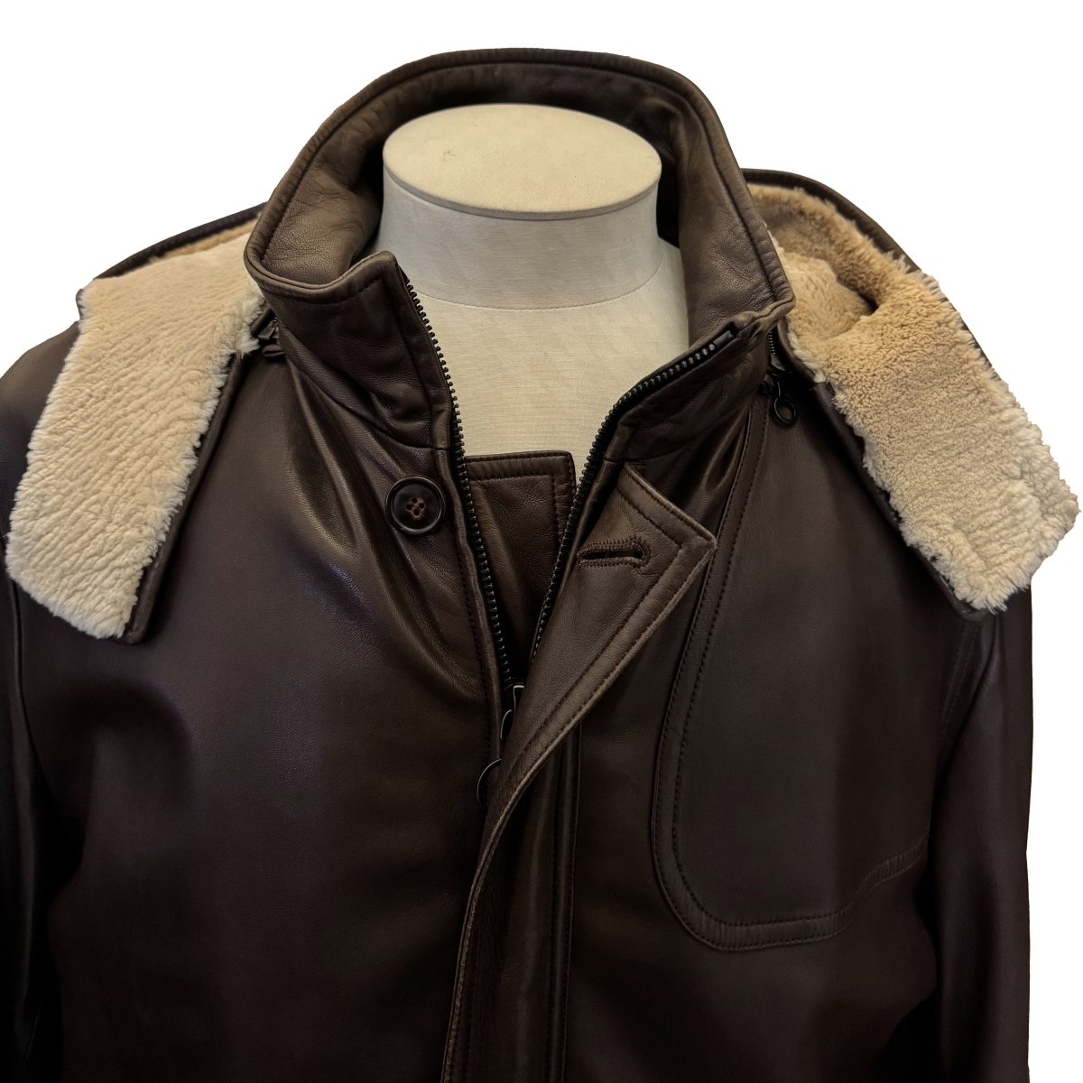 Manteau Séraphin en cuir d'agneau marron - Le Beau Gustave