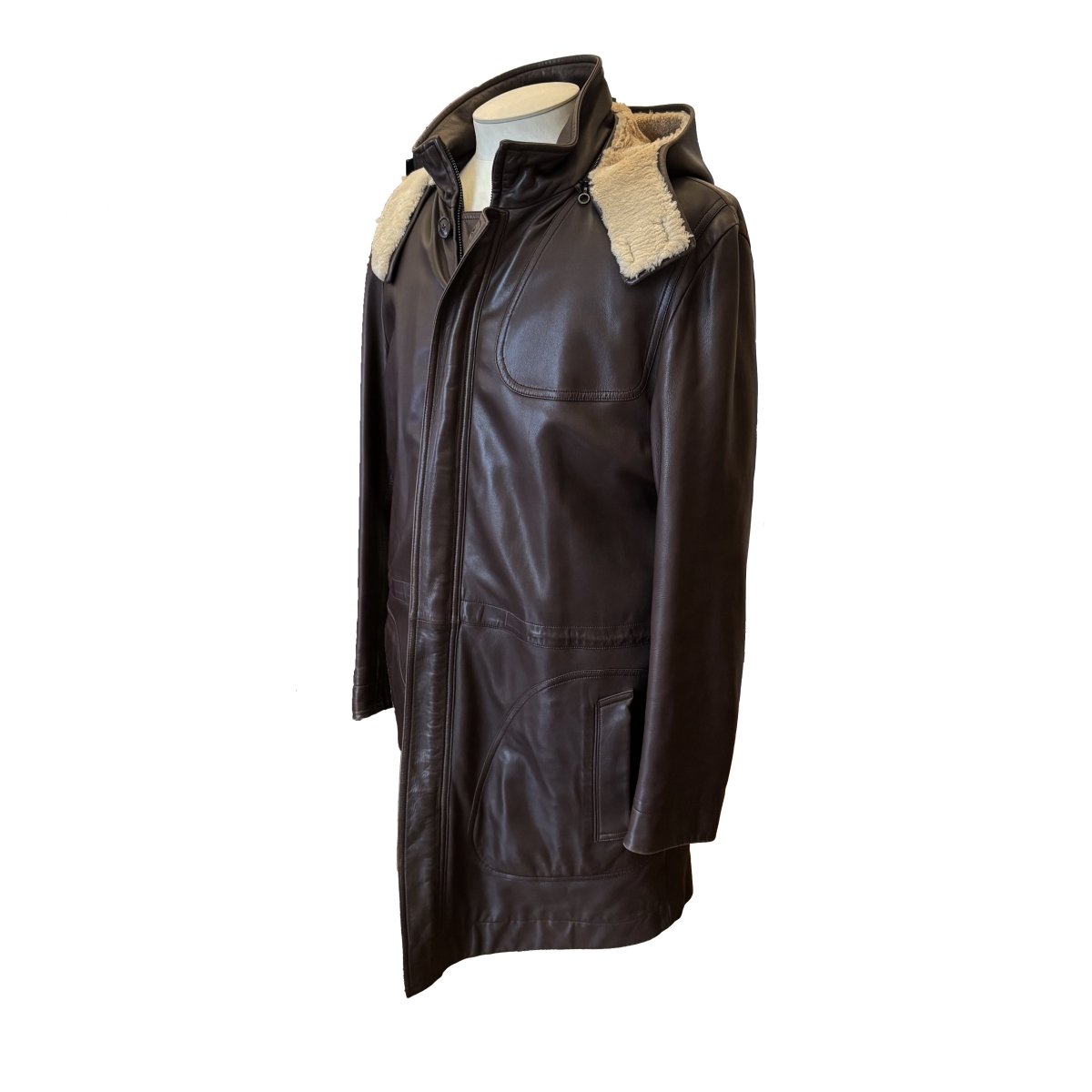 Manteau Séraphin en cuir d'agneau marron - Le Beau Gustave
