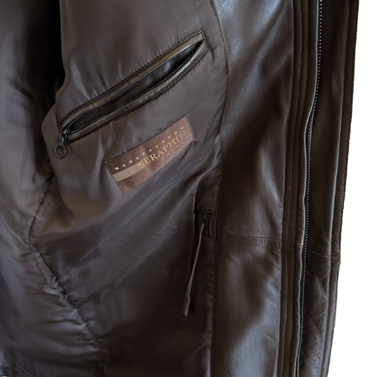 Manteau Séraphin en cuir d'agneau marron - Le Beau Gustave