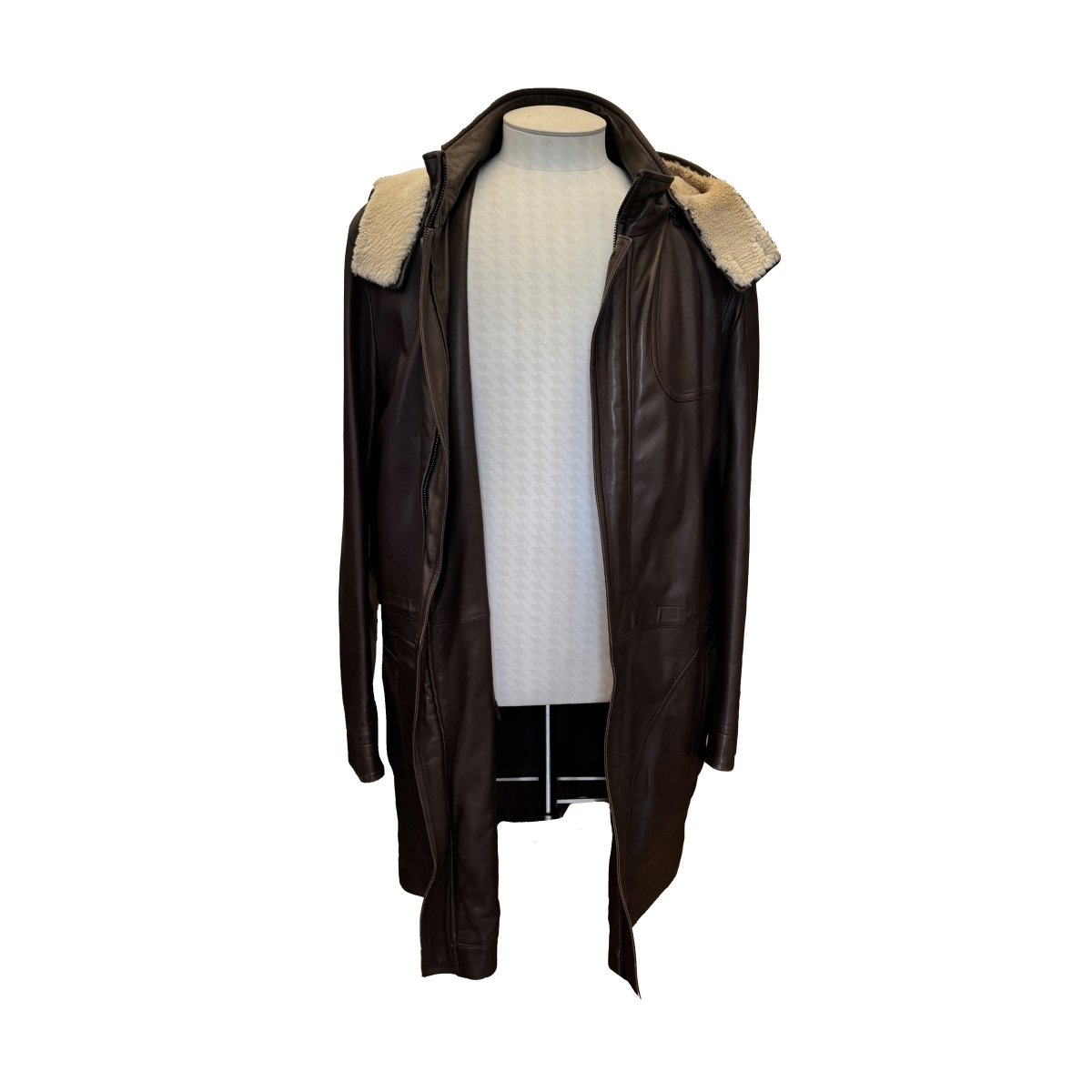 Manteau Séraphin en cuir d'agneau marron - Le Beau Gustave