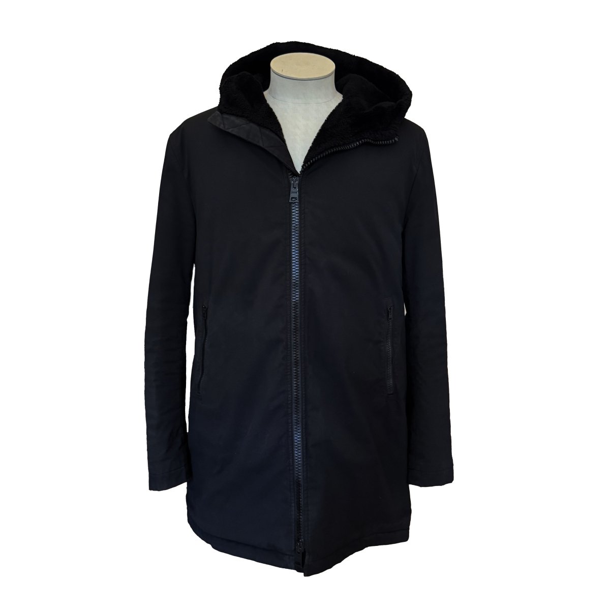 Parka Herno noire doublée façon fourrure - Le Beau Gustave